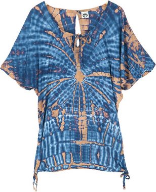 Guru-Shop Longbluse Batiktunika mit Bändern, Maxitunika,.. alternative Bekleidung