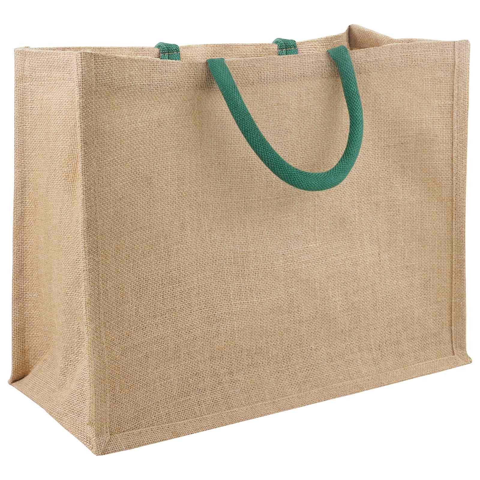 vidaXL Einkaufstrolley Jute-Handtaschen 10 Natürlich und Grün 42 x 33 x 19 cm