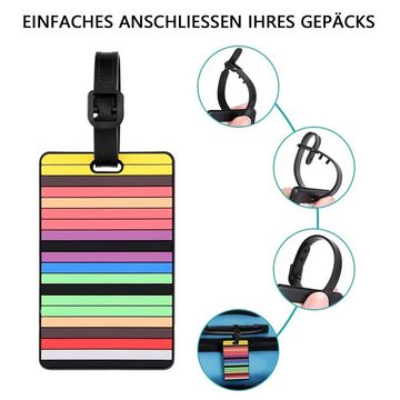 BOTC Gepäckanhänger Gepäckanhänger Koffer Reisezubehör Abzeichen (5-St) (Kofferaufkleber-Set mit 5 geometrischen Mustern, 5-St., für Gepäck Koffer Tasche Handtasche) Kofferanhänger, 5 Stück, Gepäckanhänger, Leder, 10,5 x 6,5cm