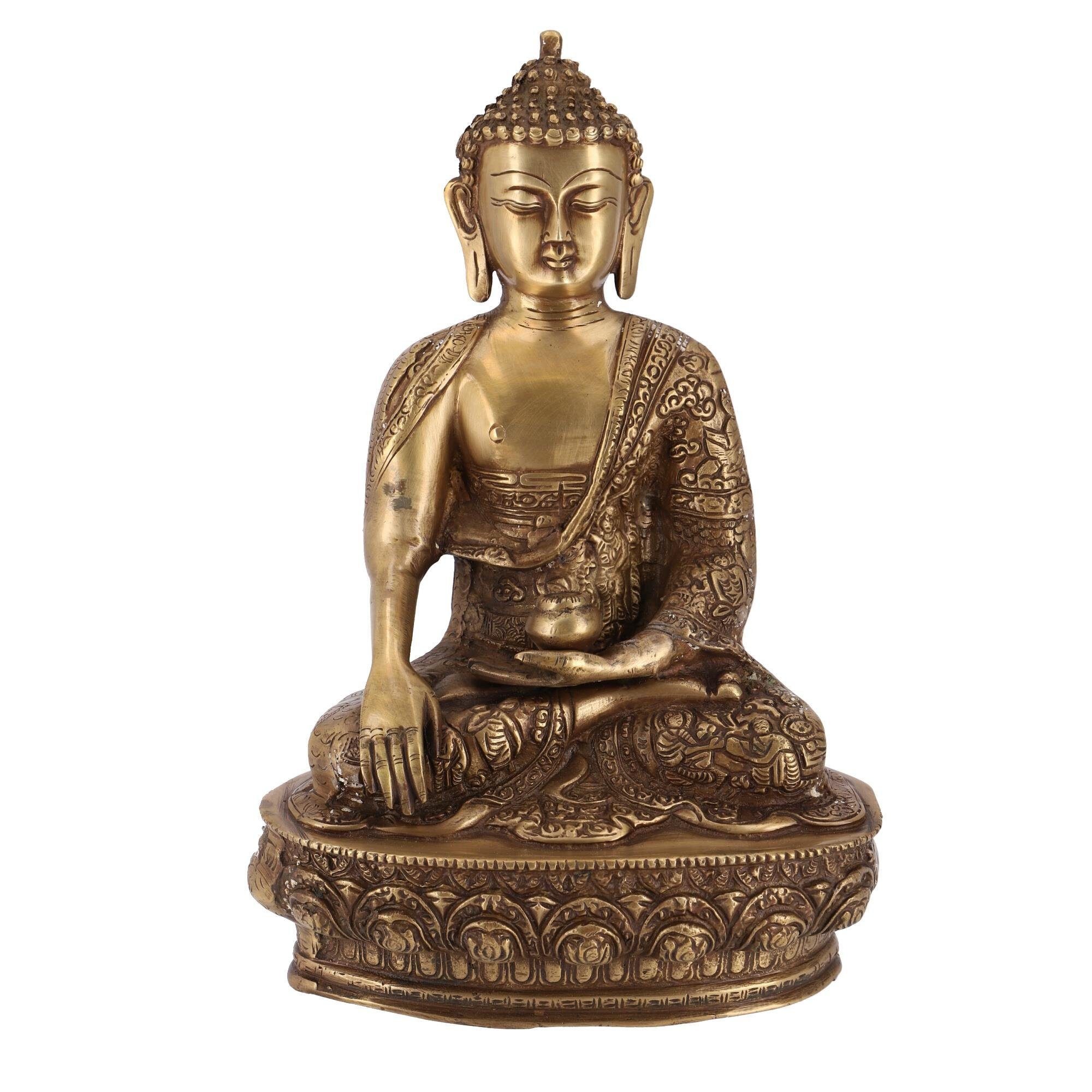 Guru-Shop Buddhafigur Buddha Mudra aus Messing Bhumisparsa Statue 32