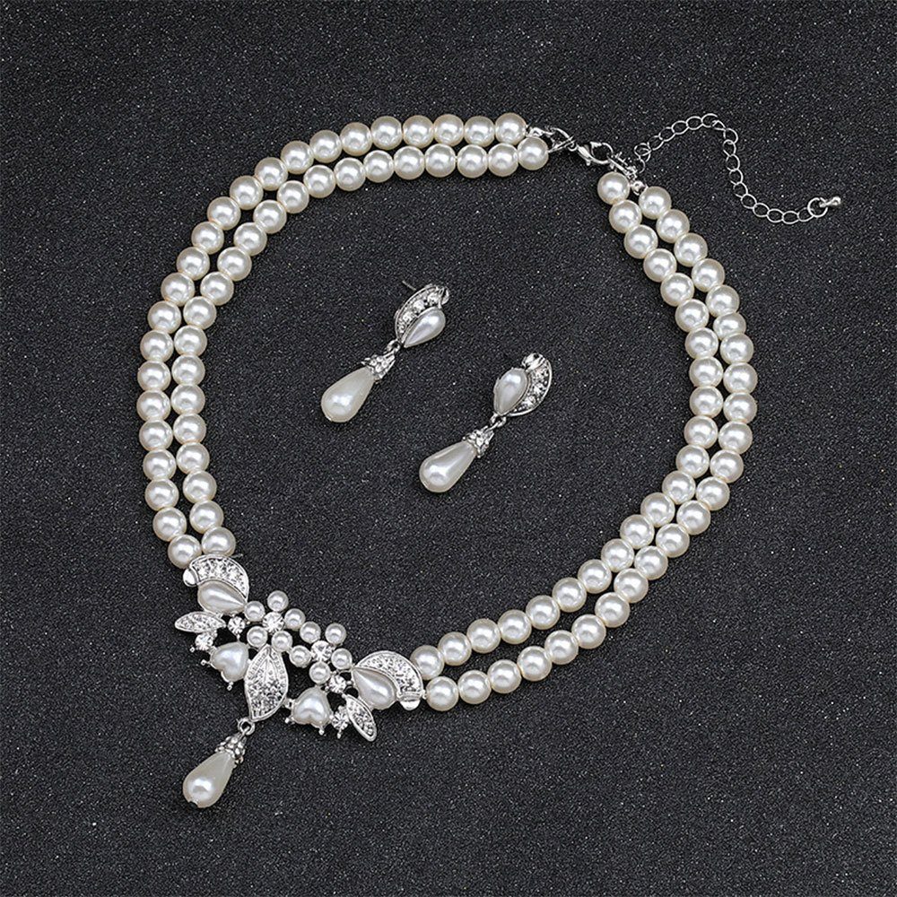 Damenschmuck-Sets (Ohrclips) Halsketten,Ohrringe 2-tlg Schmucksets Schmuckset Hochzeit, LAKKEC