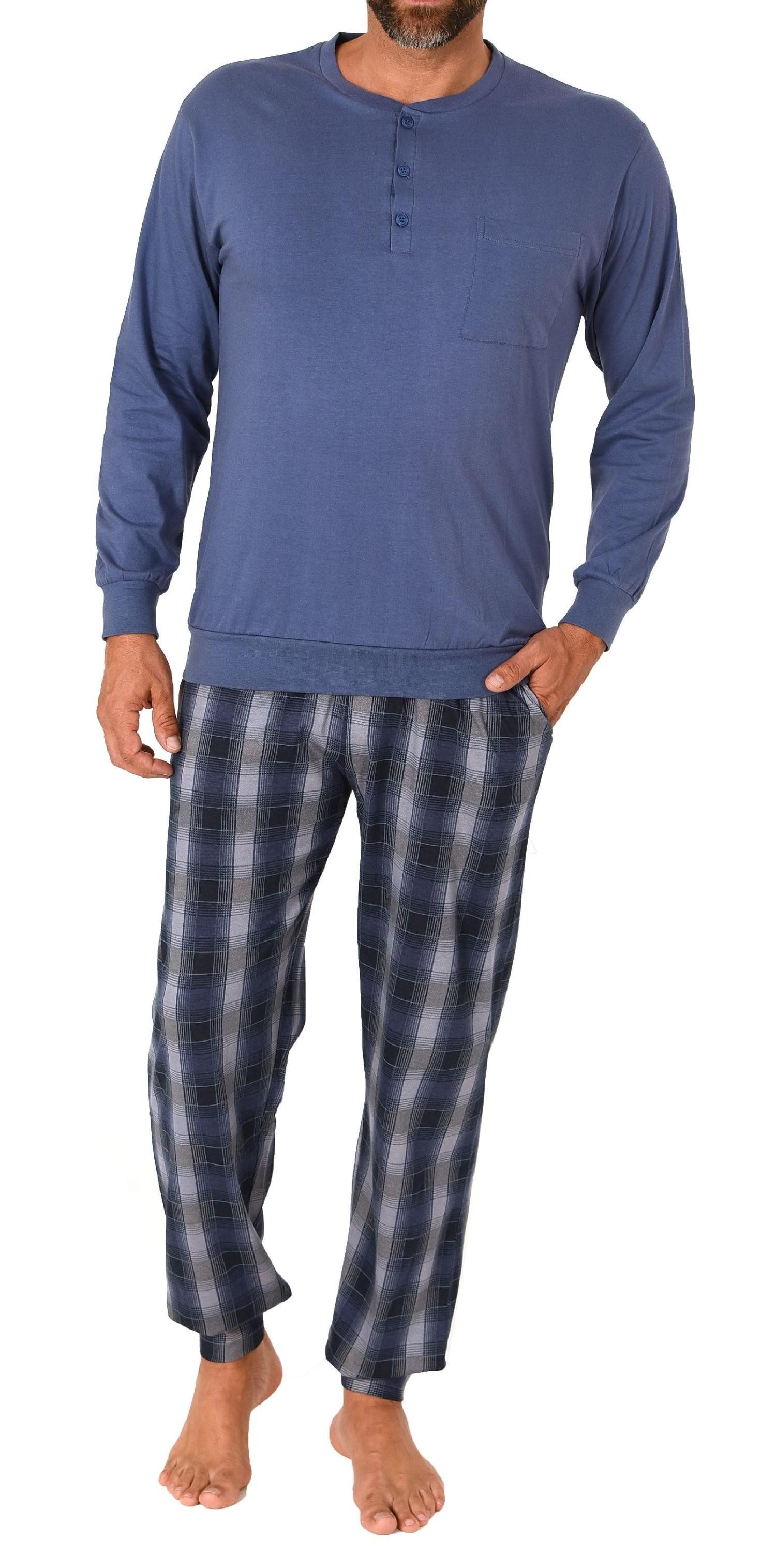 Pyjama Herren Schlafanzug mit Bündchen + Karo Jersey Hose -auch in Übergröße