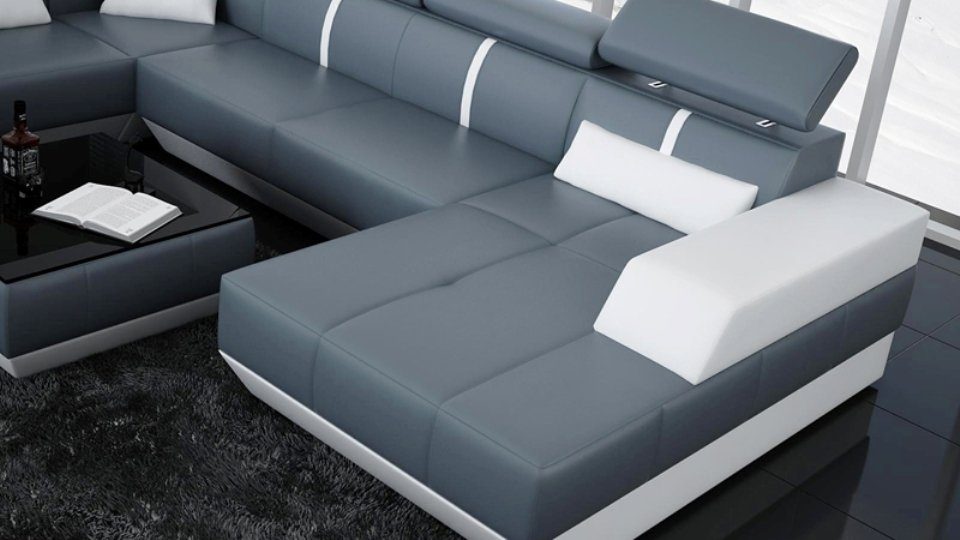 JVmoebel Ecksofa, Couch Sofa Ecksofa Modern Ledersofa Wohnlandschaft Design Sofa
