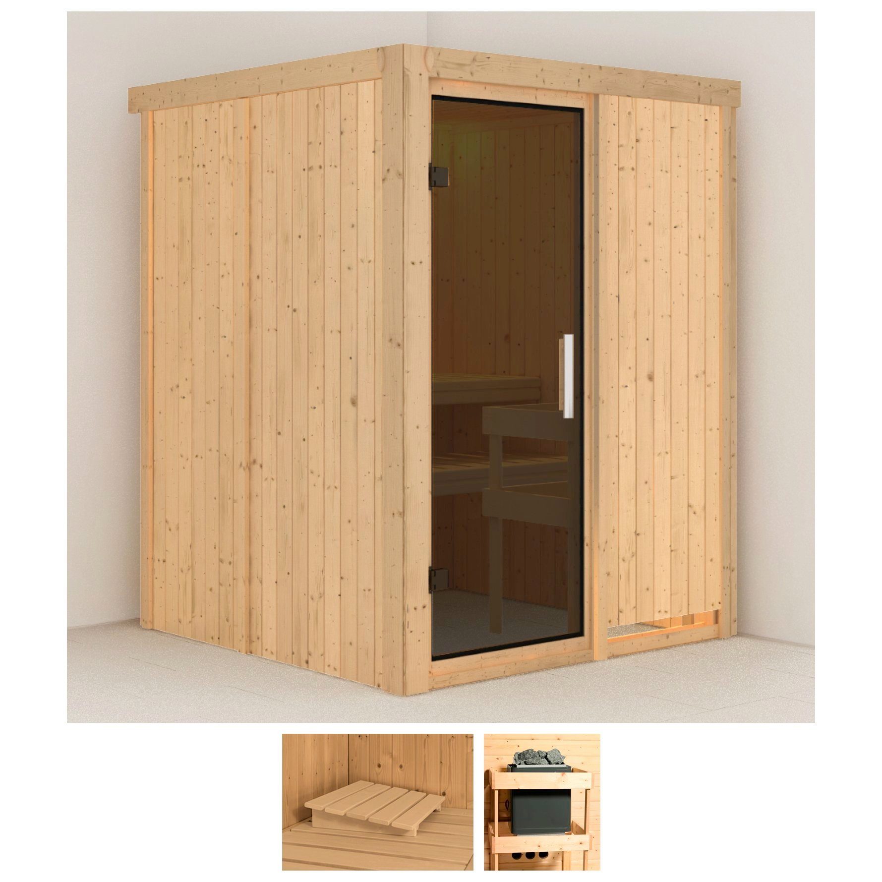 Karibu Sauna Norma, BxTxH: 151 x 151 x 198 cm, 68 mm, (Set) ohne Ofen