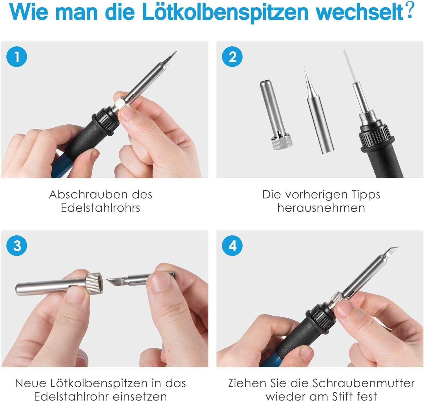 Set,80W 10-tlg. 180℃-480℃., Elektrowerkzeug-Set Temperatur zggzerg Lötkolbe Lötkolben Lötset, Einstellbare