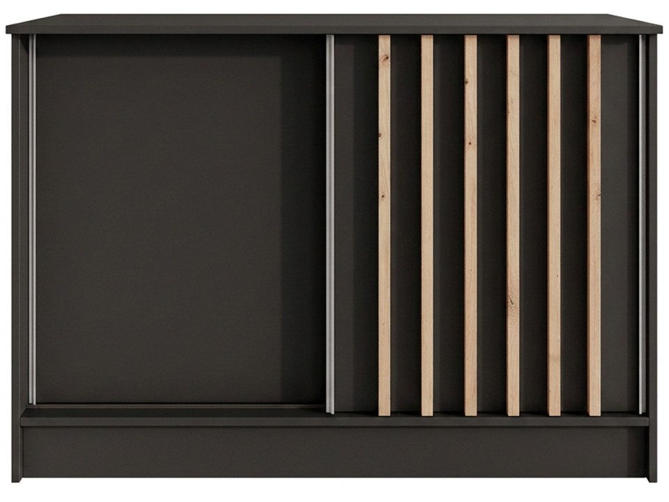 Beautysofa Kommode mit 2 Schiebetüren HORIZON (in 100 cm, 120 cm oder 160 cm, verschiedene Farben: Eiche Artisan, Schwarz, Weiß, Kaschmir), mit dekorativen Lame – Bild 4 von 5