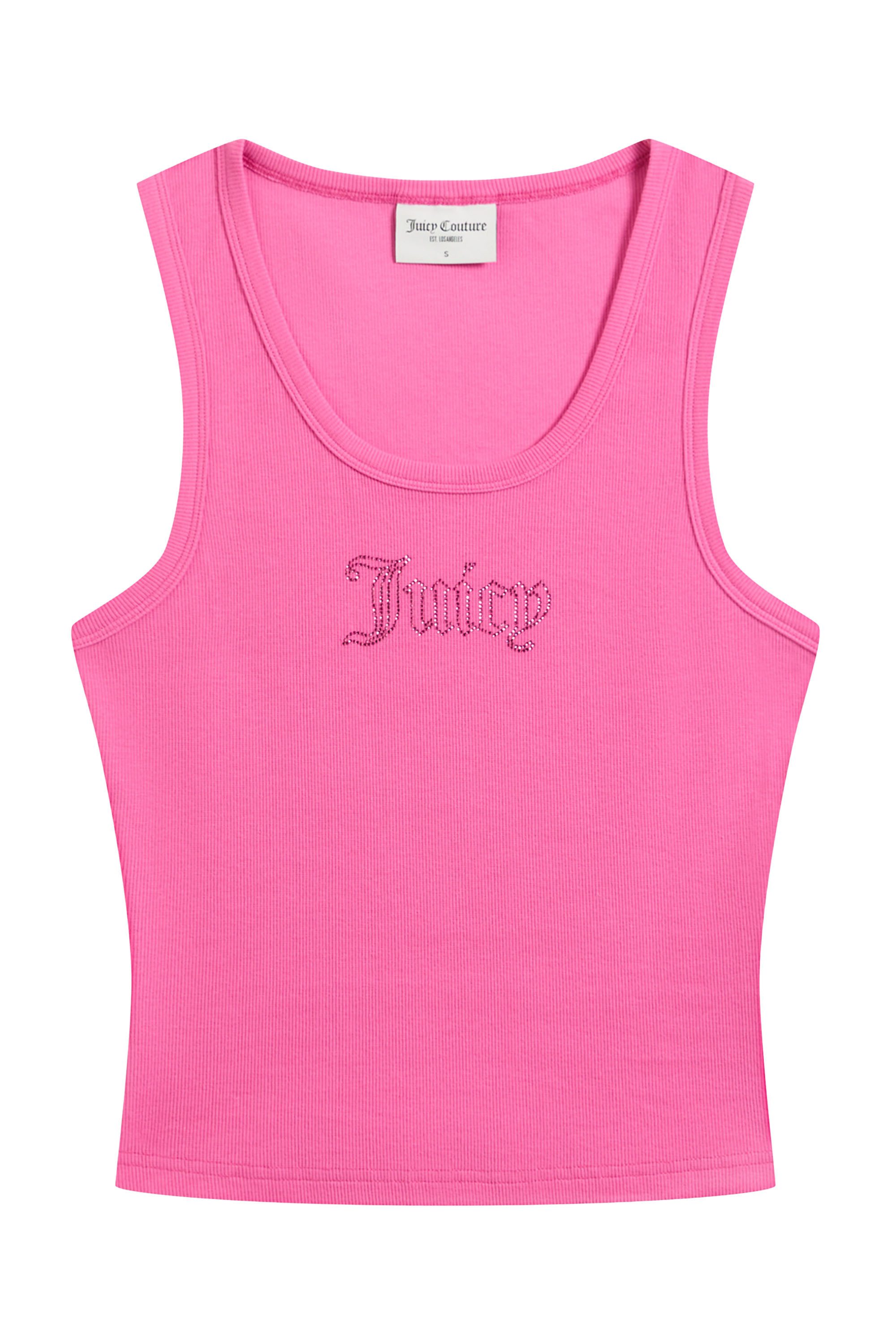 Juicy Couture T-Shirt THIN STRAP RACER VEST Damen T-Shirt Damen, Schriftzug, Sportshirt, Trägertop, mit Glitzer, Sale