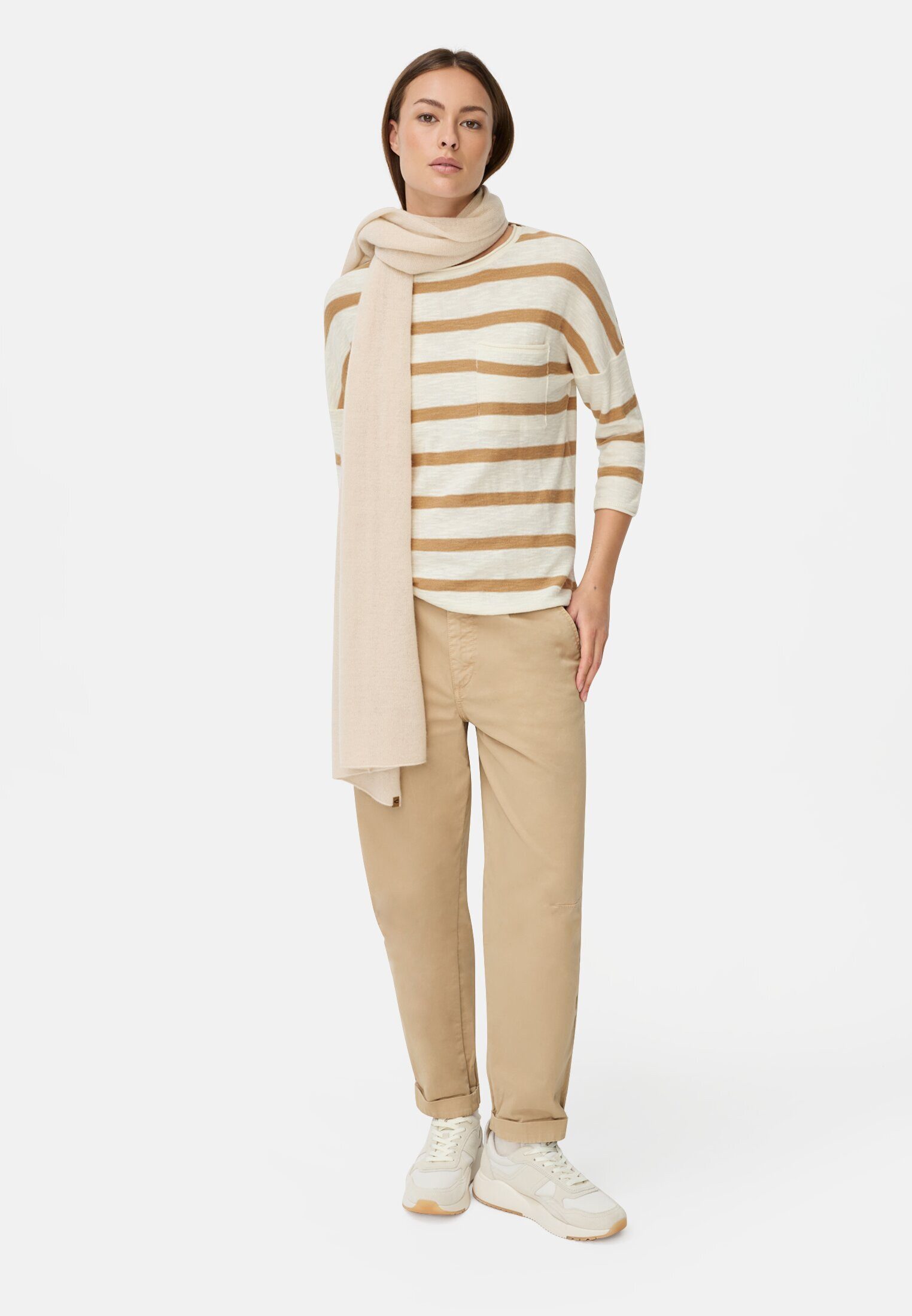 camel active Rundhalspullover mit 3/4-Ärmeln Dreiviertelarm Pullover_Strickpullover