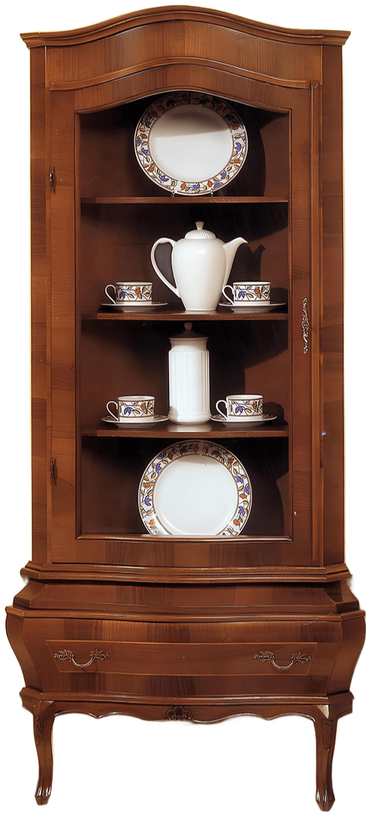 Xlmoebel Vitrine Elegante Eckvitrine aus Holz für klassische Wohnräume (Vitrine) Hergestellt in Europa