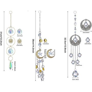 HIBNOPN Windspiel Kristall Sonnenfänger Ornamente mit Mond Dekor Perlen Kugel 3 Stück (3 St)