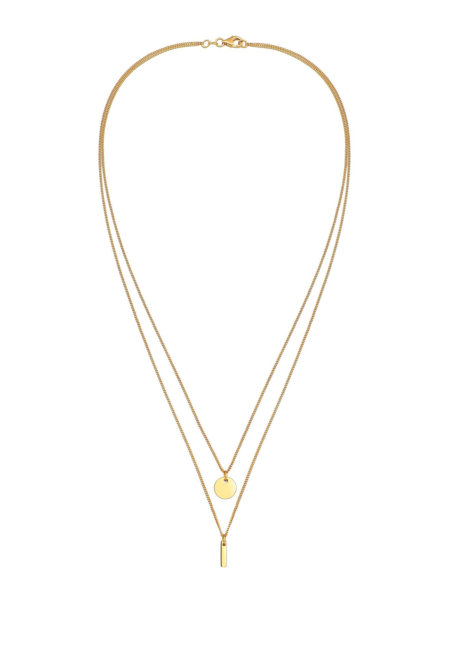 Elli Ketten-Set 2-lagig Layer Kreis Stab Geo 925 Silber, Geo