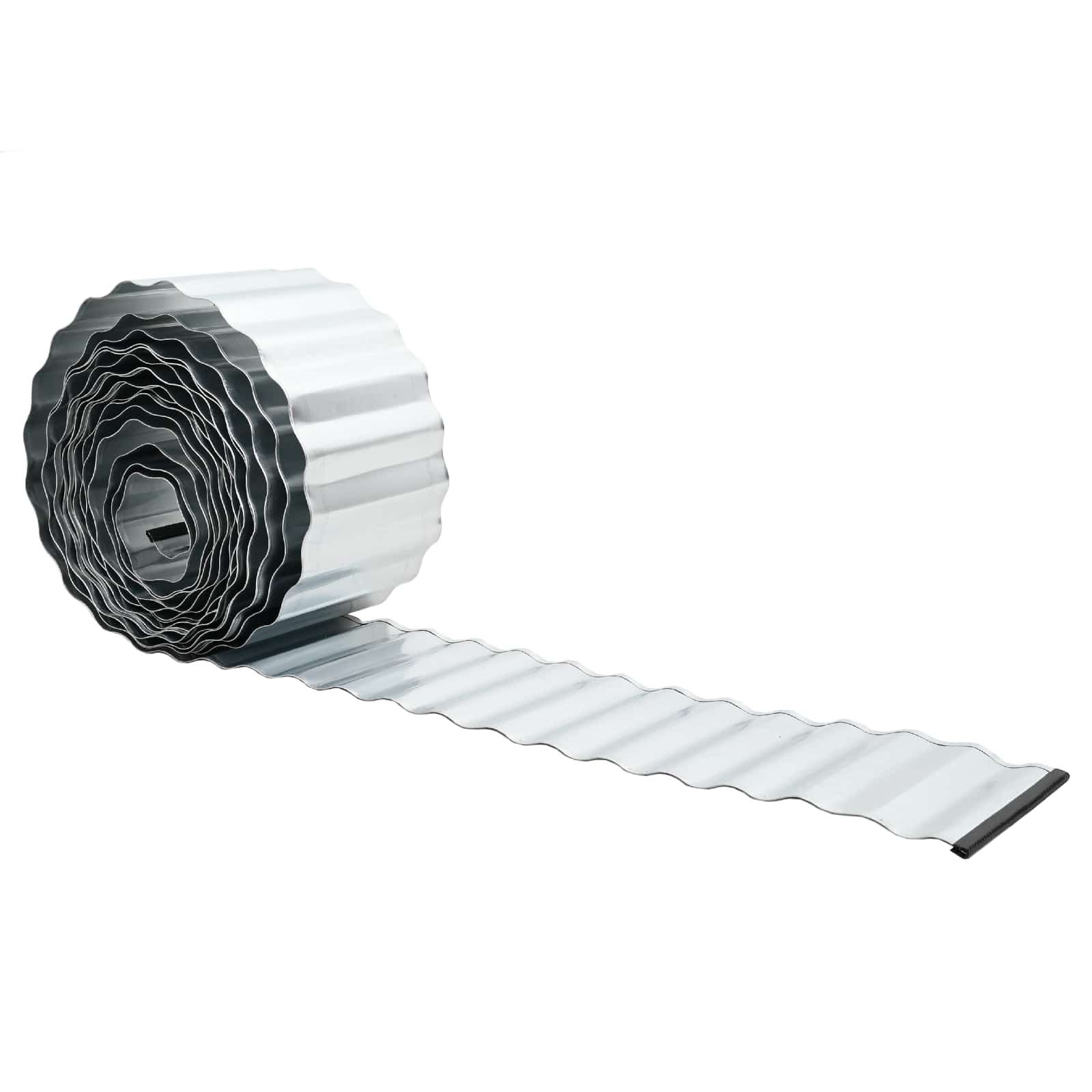 vidaXL Beetumrandung Raseneinfassung 5 m x 20 cm Verzinkter Stahl Silber