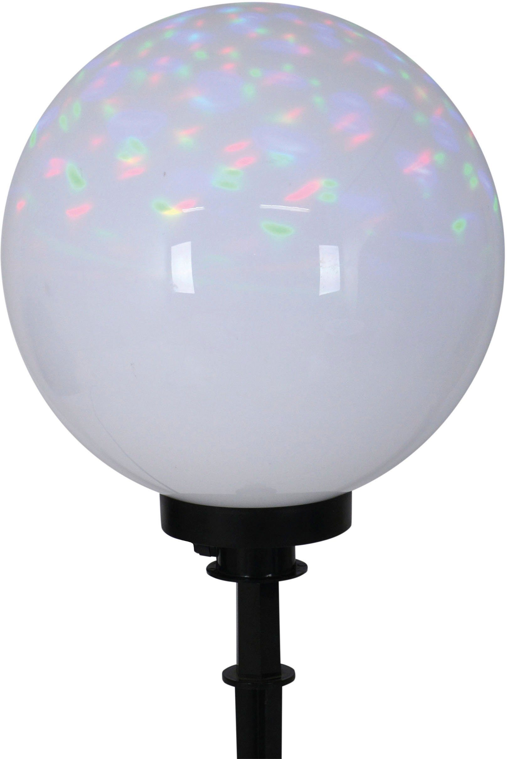 näve Kugelleuchte Ball, Leuchtmittel wechselbar, Kunststoff, weiß/opal, D: 30cm, Spieß schwarz, exkl. 1 x E27 max. 40W