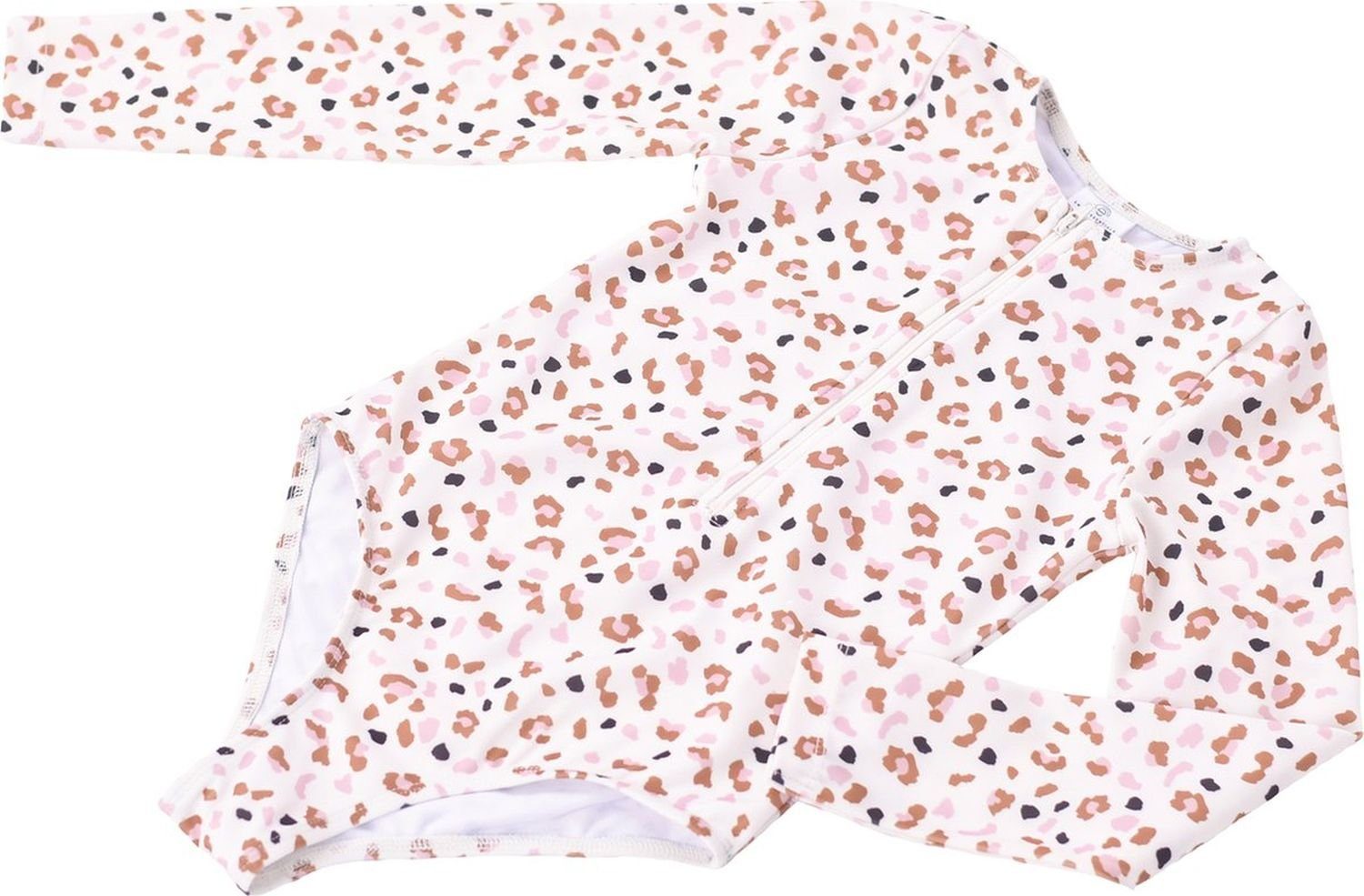 Swim Essentials Badeanzug Swim Langarm-UV-Badeanzug, Essentials Mädchen weiß/khaki für Leoparden