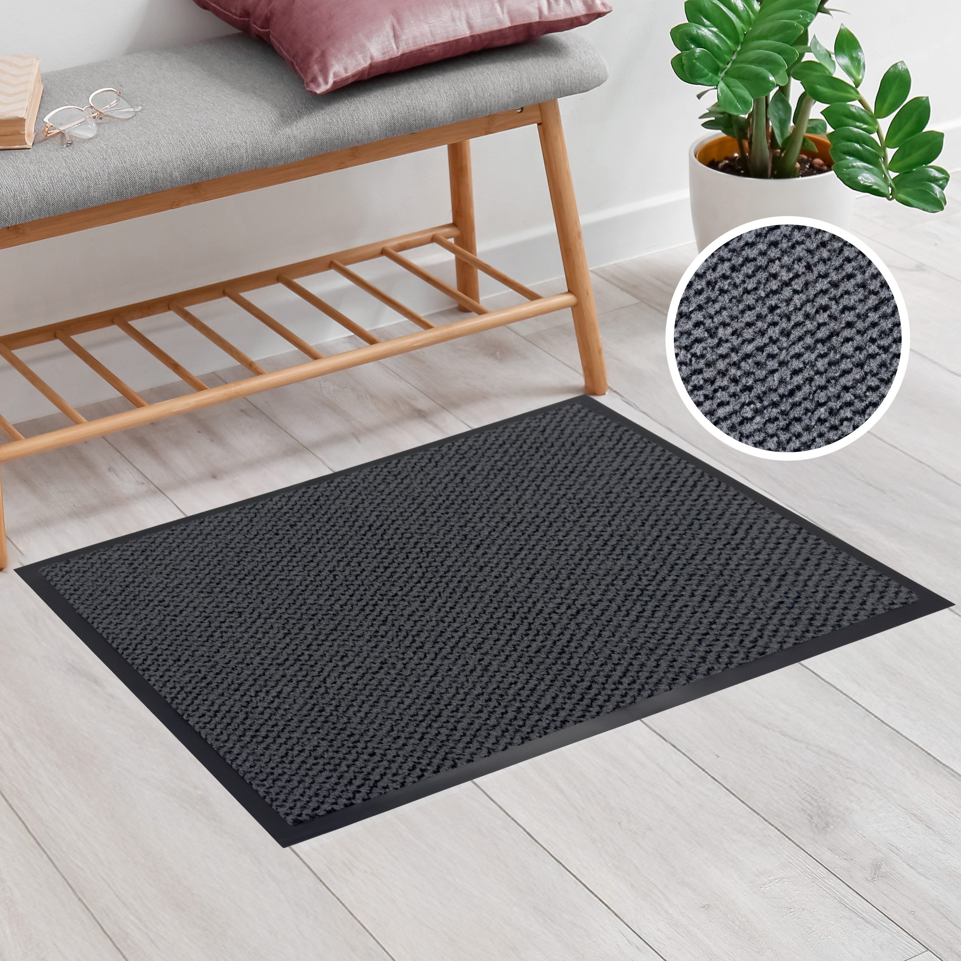 OTTO home Fußmatte Tarron, Schmutzfangmatte Indoor, für Hausflur und Eingangsbereiche, rechteckig, Höhe: 5 mm, Eingangsmatte, rutschfeste Unterseite, meliert