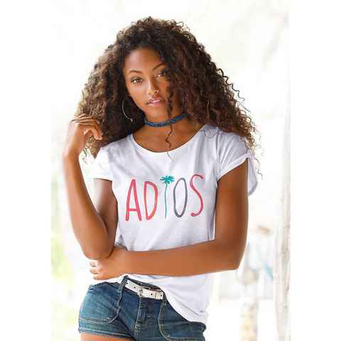 Beachtime T-Shirt mit modischem Sprüche Frontdruck "Adios"