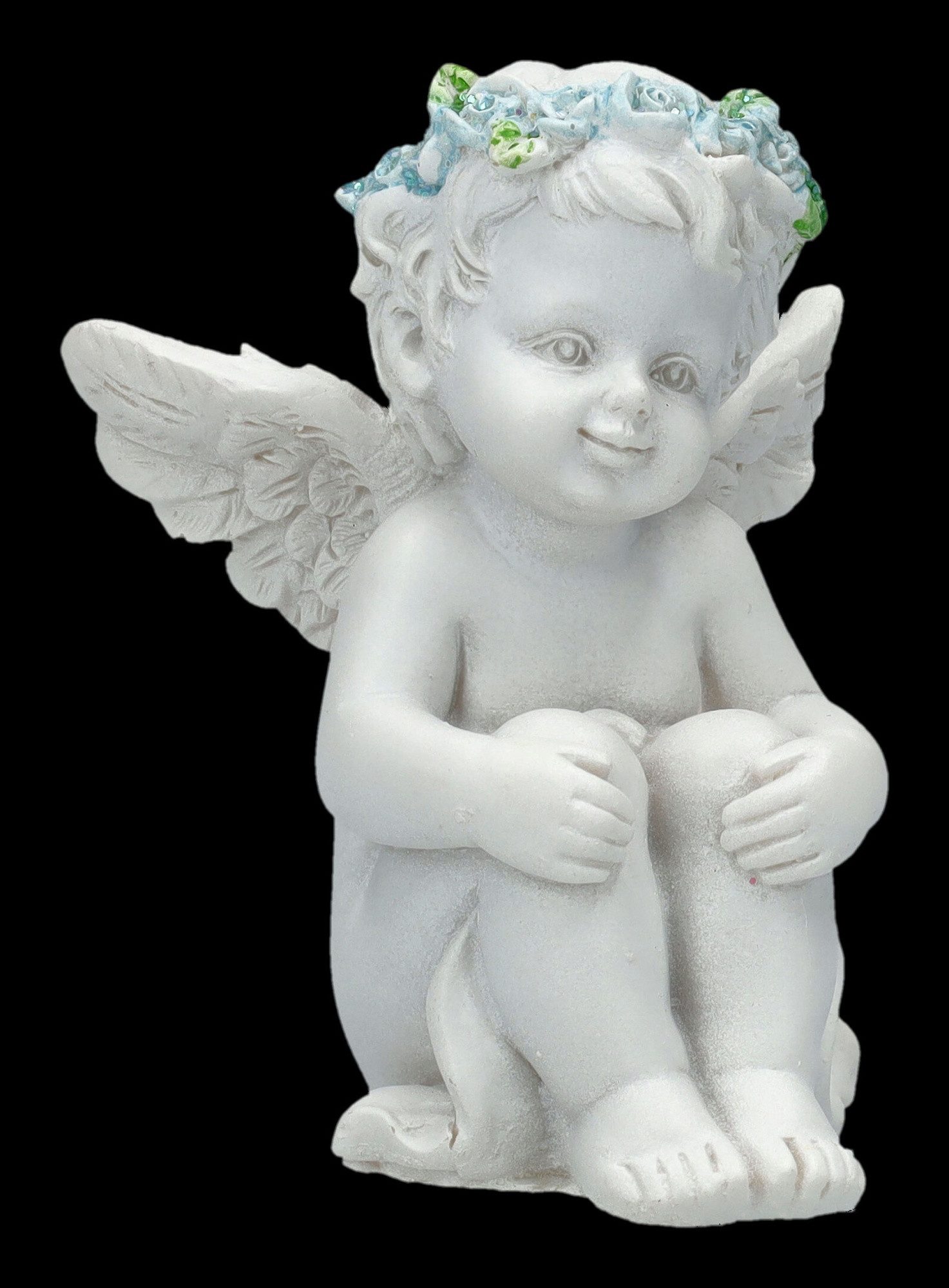 Figuren Shop GmbH Dekofigur Putten Figur – Engel Set mit blauen Rosen Dekoration Sammler 7 cm