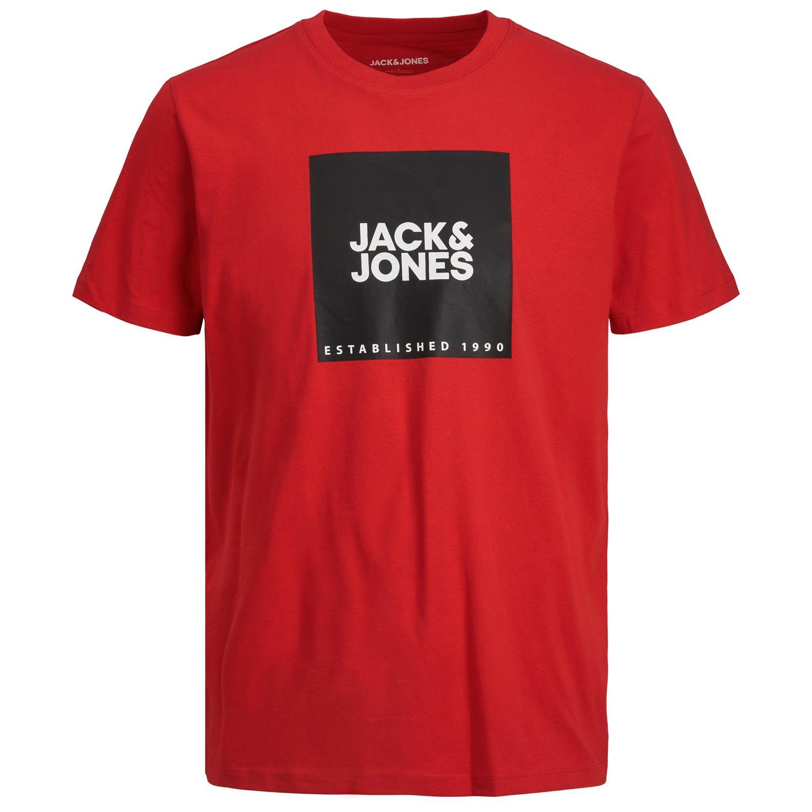 Jack & Jones Rundhalsshirt Große Größen Herren T-Shirt rot Logoprint groß JJLOCK Jack&Jones