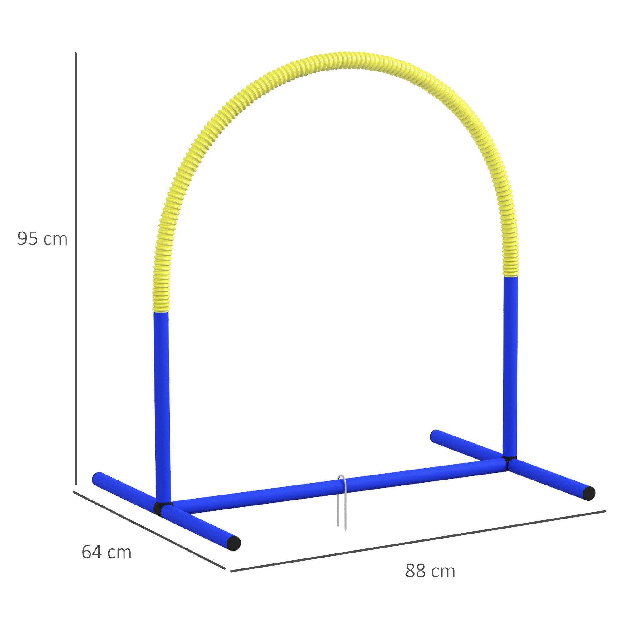 PawHut Agility-Hürde Hund Agility Set, Agilityset für ältere Hunde mit Tragetasche, PE, ABS, Hunde-Agility-Trainingsgeräte (4-tlg) Blau+Gelb 88 x 64 x 95 cm