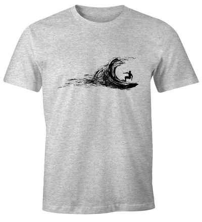 Neverless Print-Shirt »Herren T-Shirt Surfer surfing surfen Surfboard Wave Welle Wellenreiten Urlaub Meer Ozean Surfer Boy Silhouette Slim Fit Neverless®« mit Print