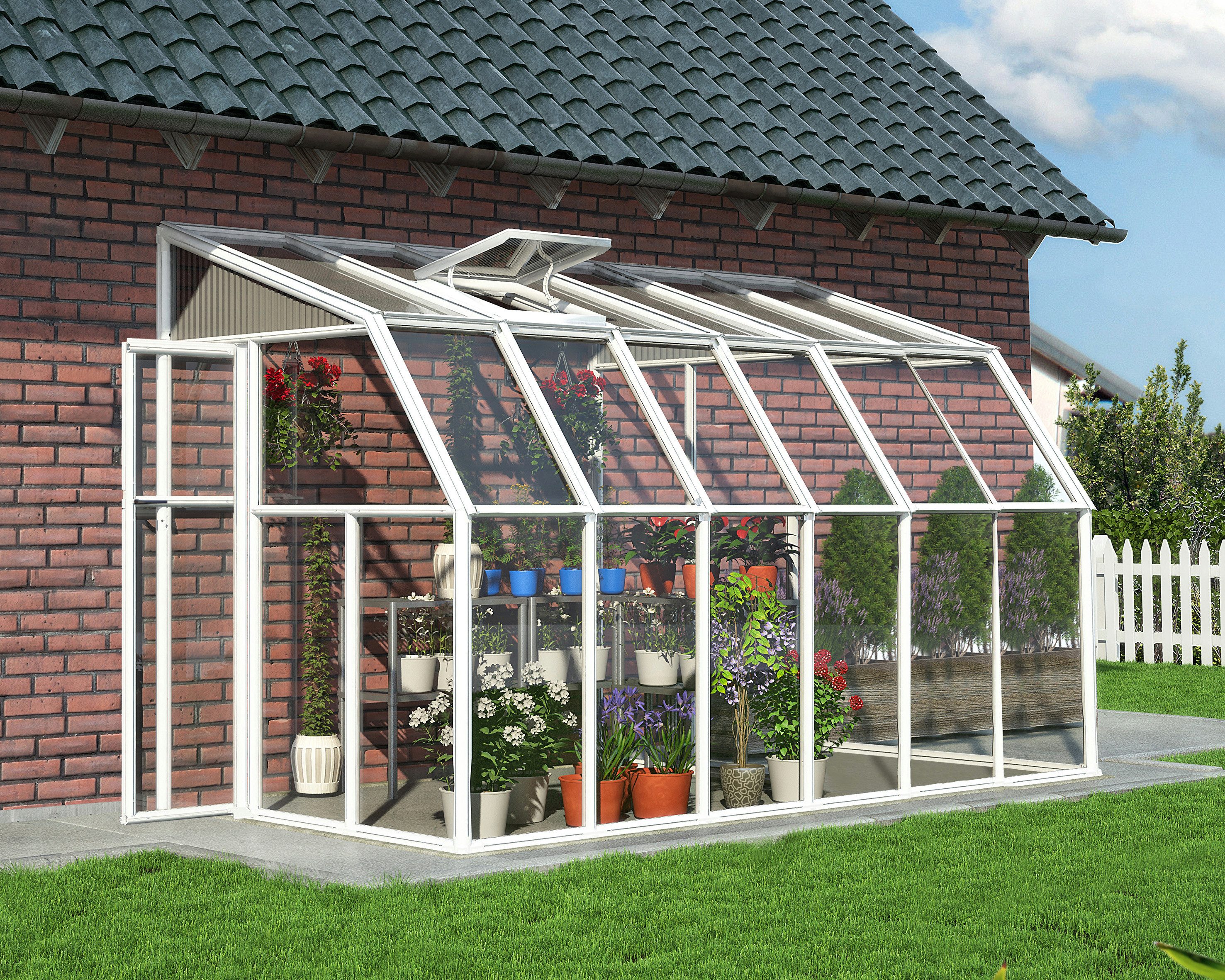 Palram - Canopia Gewächshaus Sun Room, BxTxH: 201 x 386 x 247 cm, BxLxH: 58 x 120 x 247 cm, 3 mm Wandstärke, lebenslang widerstandsfähige Wandpaneele