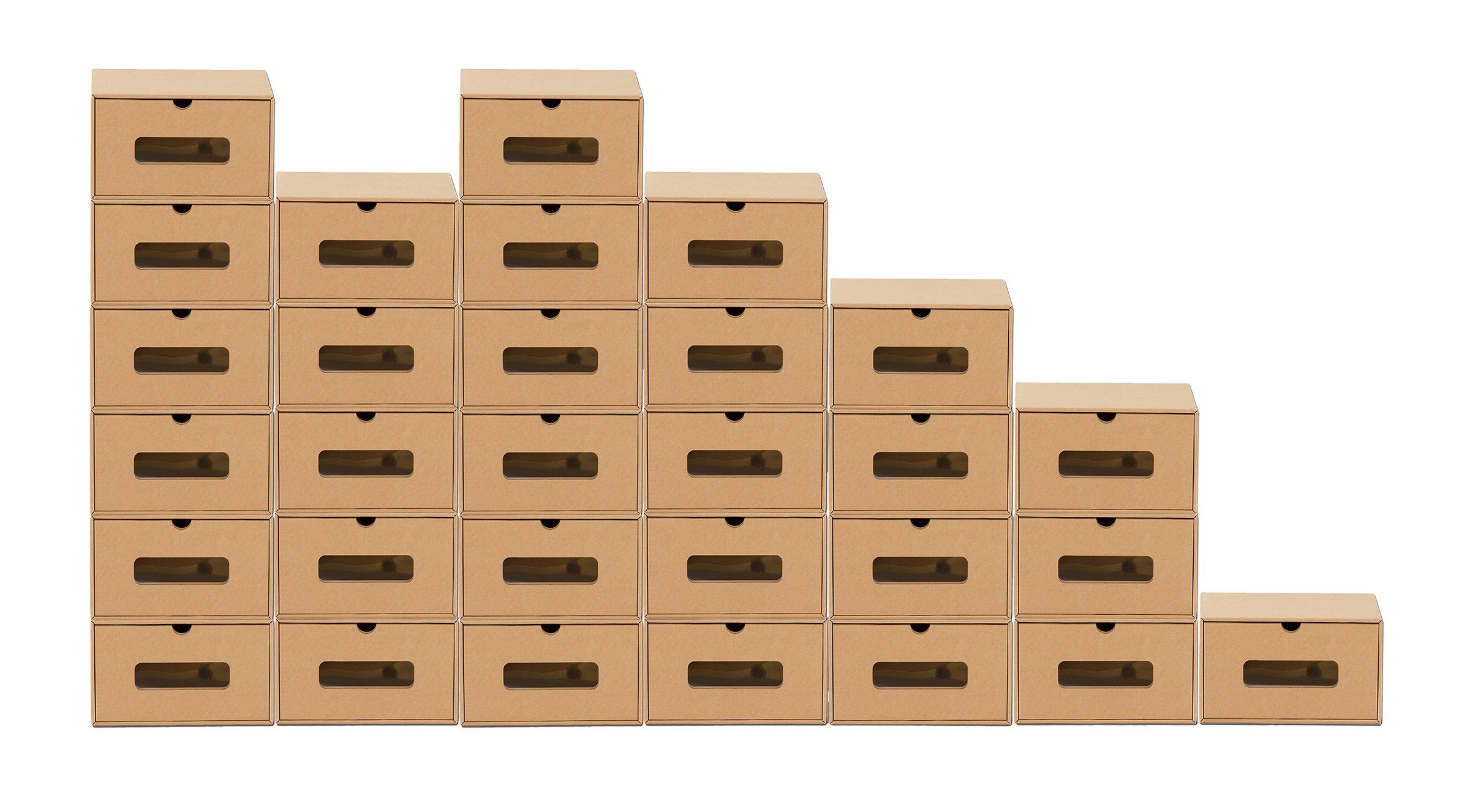 BigDean Schuhbox 30 Boxen stapelbar mit Sichtfenster & Schublade Schuhe Spielzeug etc. (Set, 30 St., Schuhbox), Bemalbar, Dekorierbar, Stapelbar