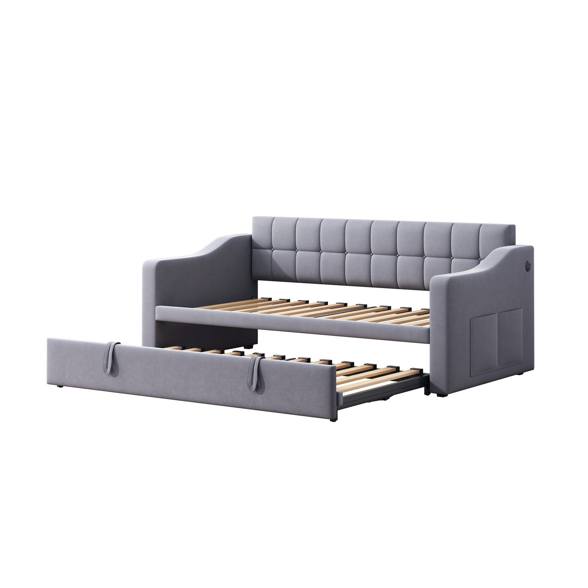 Odikalo Ausziehbett Schlafsofa Daybett Tagesbett mit Aufbewahrungstasche 90/180cm Grau