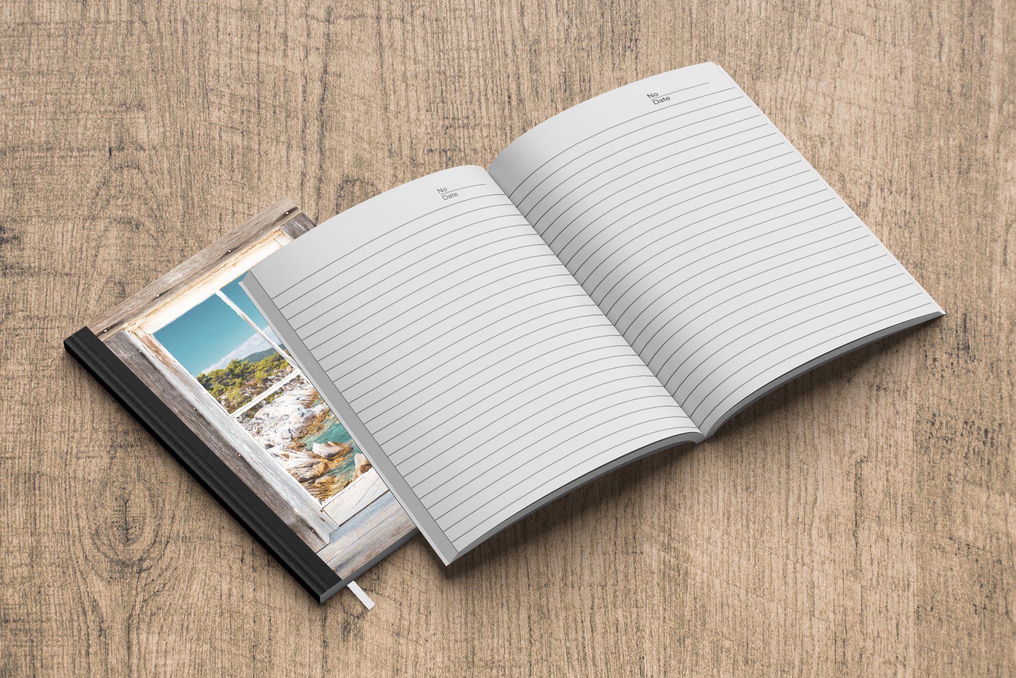 Holz, Notizheft, Merkzettel, Durchsichtig Tagebuch, - Haushaltsbuch Meer Notizbuch - Seiten, Journal, MuchoWow 98 A5,