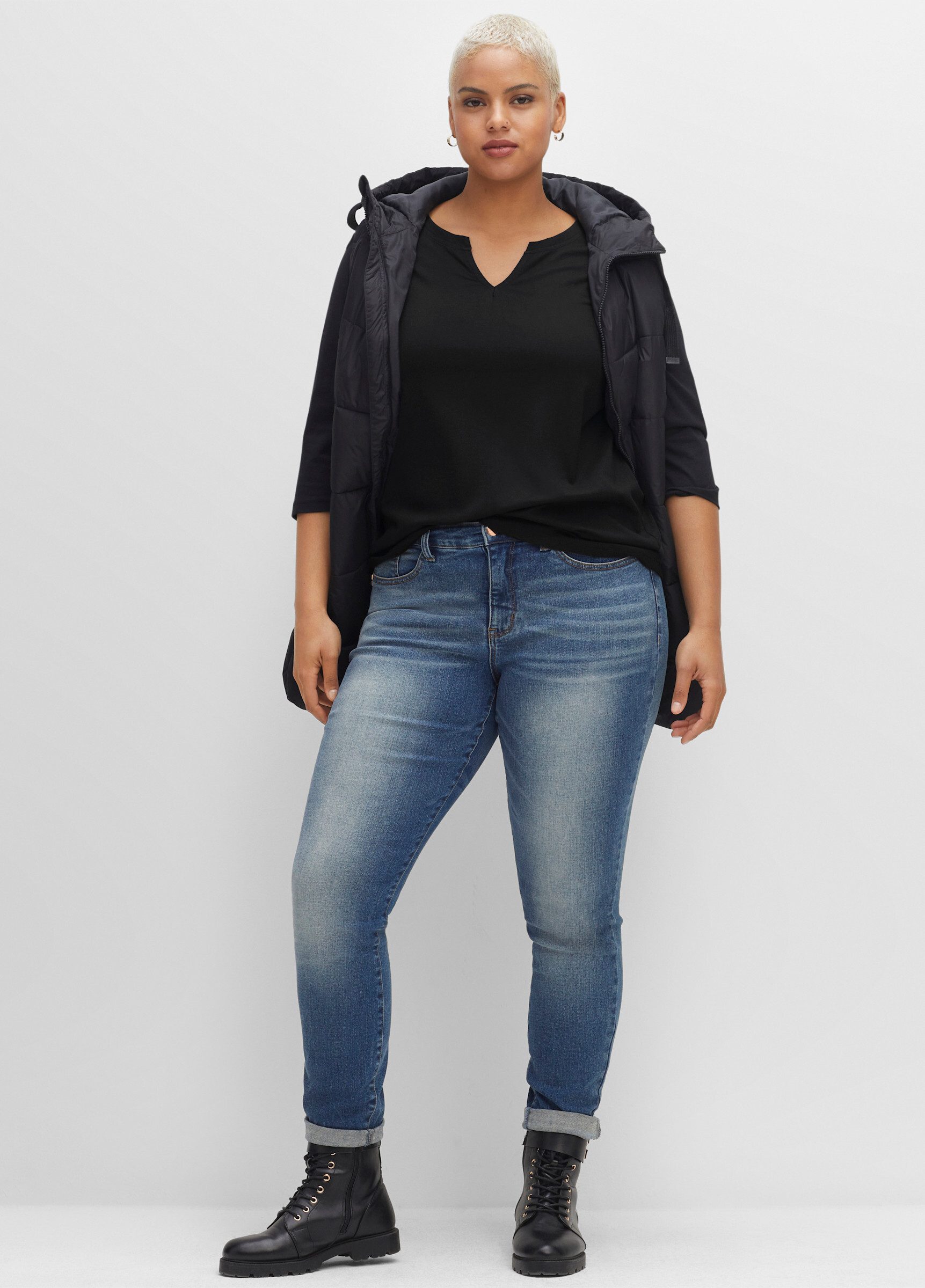 Sheego T-Shirt 3/4-Arm-Shirt . aus trageangenehmem Baumwoll-Modal-Mix günstig online kaufen