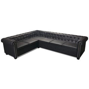 vidaXL Sofa Chesterfield Ecksofa 6-Sitzer Kunstleder Schwarz