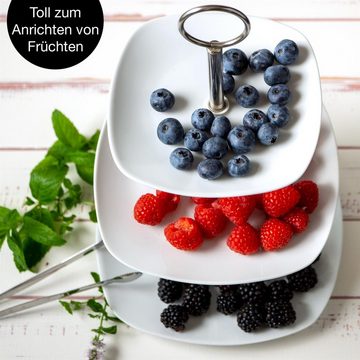 Moritz & Moritz Etagere Obst Etagere 3 Etagen, Porzellan, (3 stöckig), Für Obst Aufbewahrung, Muffins und Cupcakes
