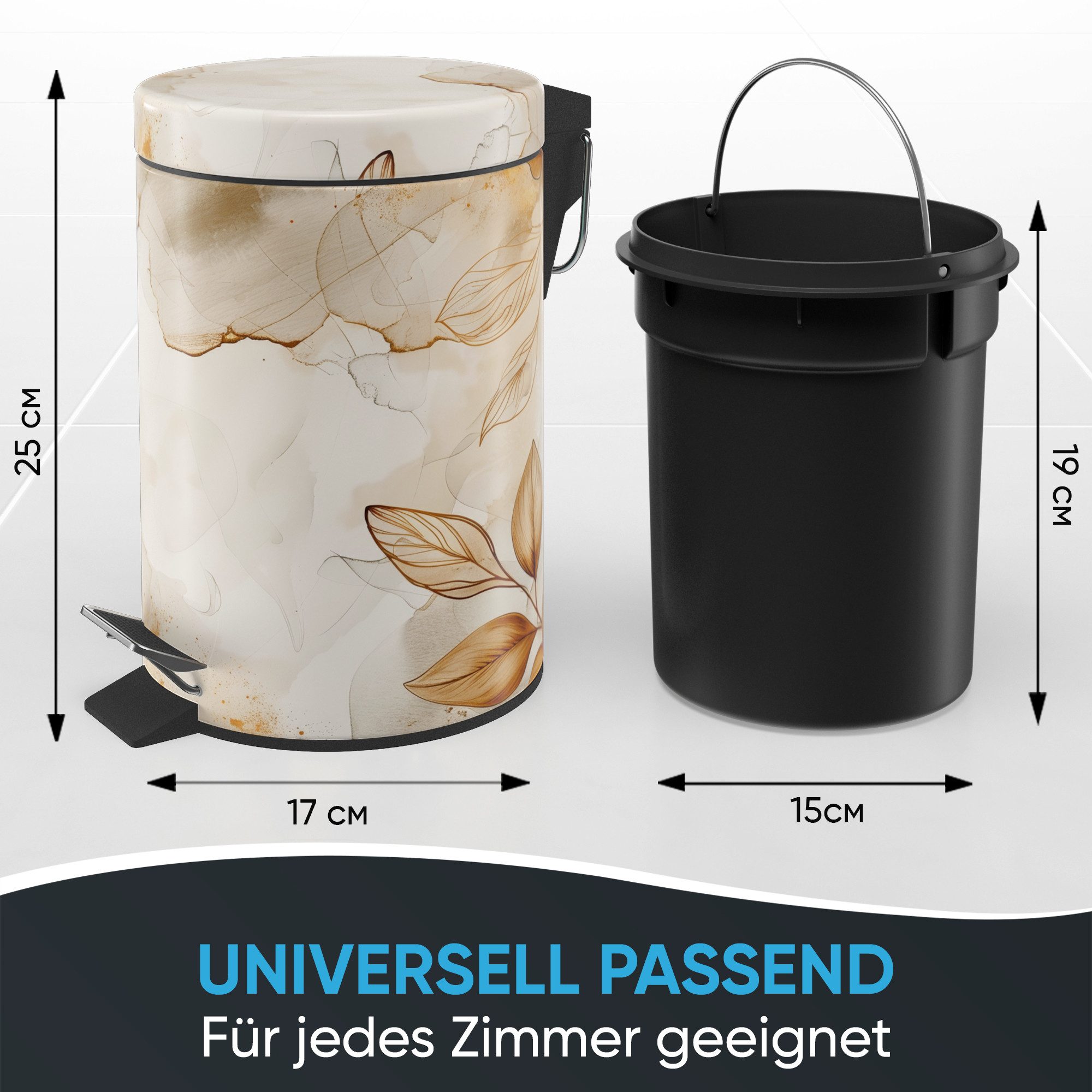 Sanilo Kosmetikeimer mit Motiv, viele schöne Bad Mülleimer zur Auswahl, 3 Liter, Abfalleimer mit Absenkautomatik & Innenbehälter