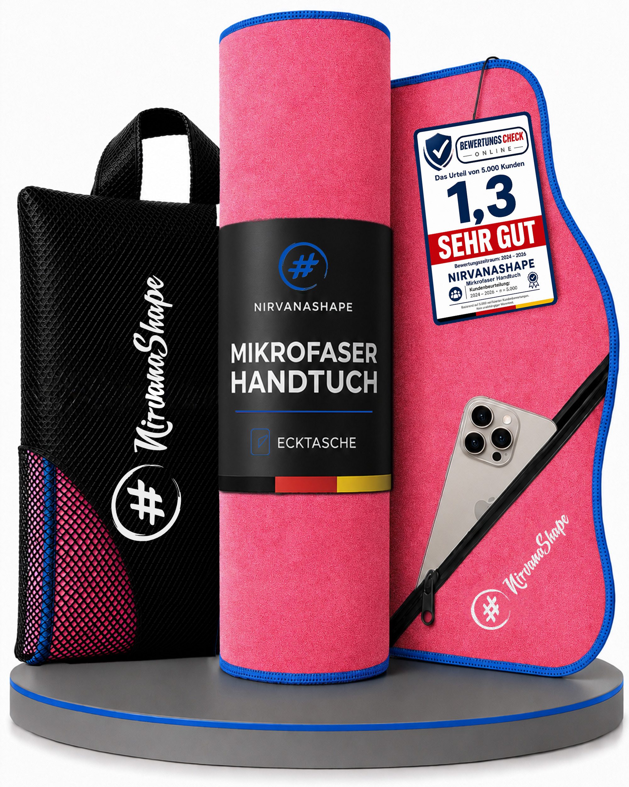 NirvanaShape Sporthandtuch Mikrofaser Handtuch, Microfaser Handtücher als Reisehandtuch, (Set), Microfaser Handtuch als Strandtuch oder Fitneesshandtuch