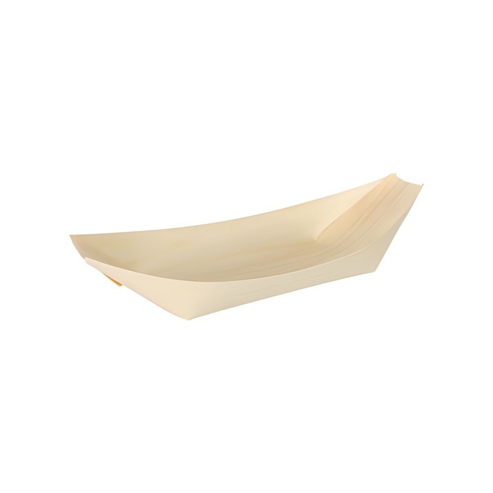 PAPSTAR Einwegschale Fingerfood - Schalen, Holz pure 16,5 cm x 8,5 cm Schiffchen 50 Stk, Holz