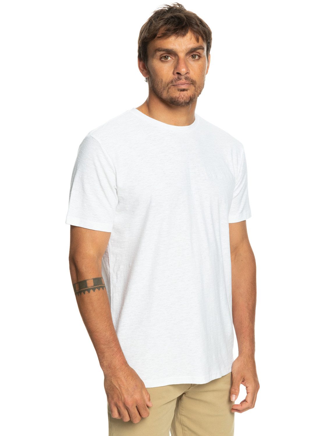 Slub White Quiksilver T-Shirt Roundneck