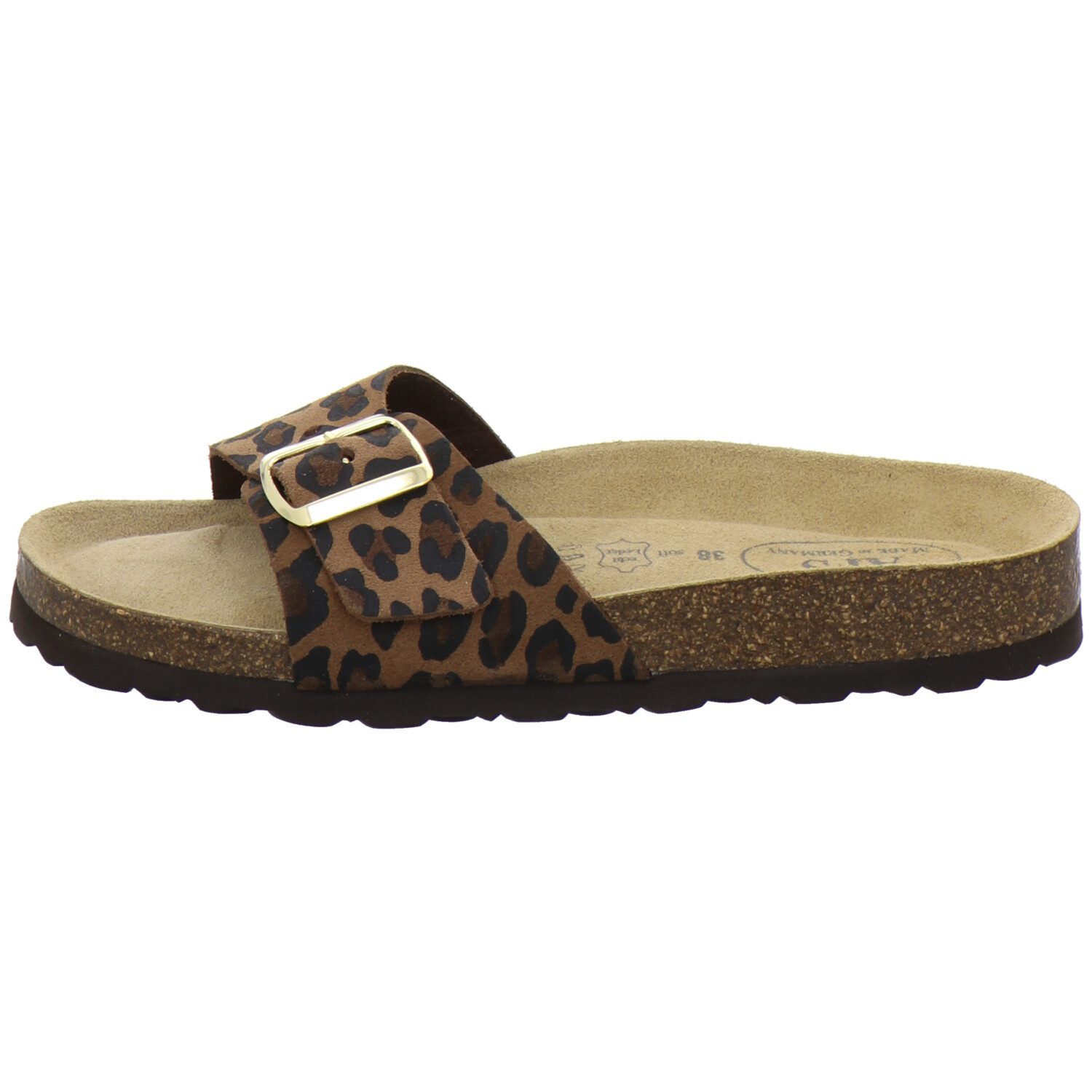 AFS-Schuhe 211293 Riemen Pantolette für Damen mit Fußbett, bequeme Sandalen aus Leder
