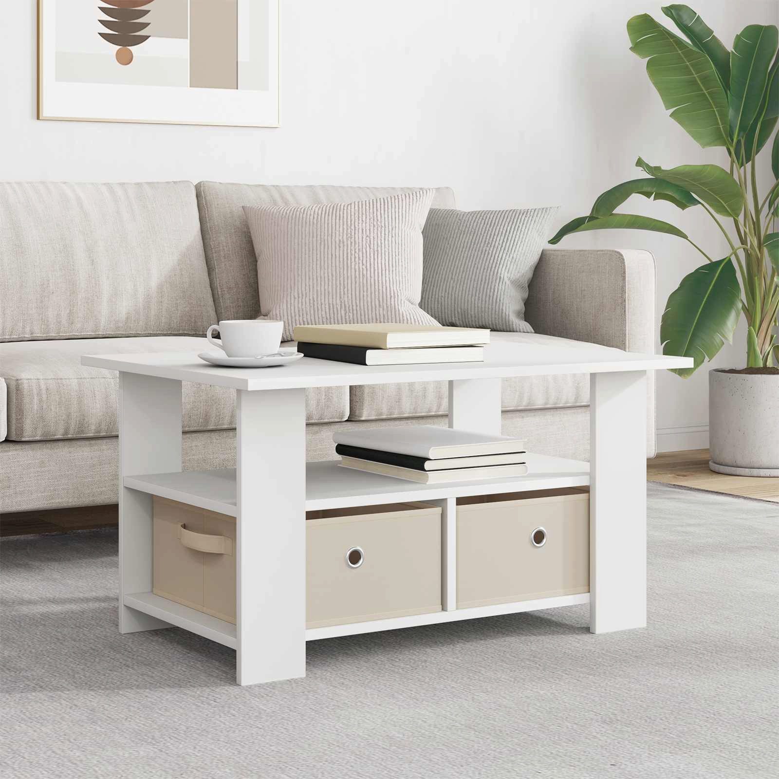 vidaXL Couchtisch Couchtisch Weiß 77 x 55 x 42 cm Holzwerkstoff (1-St)