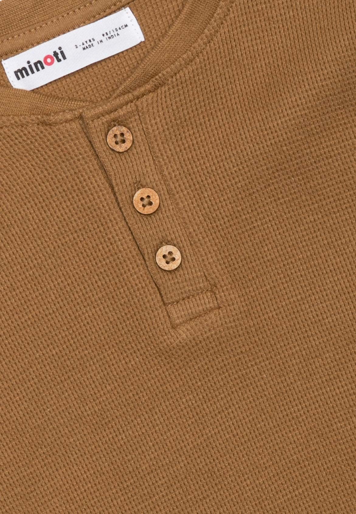 Waffel-Henley-T-Shirt MINOTI (1y-14y) Gold Langarmshirt
