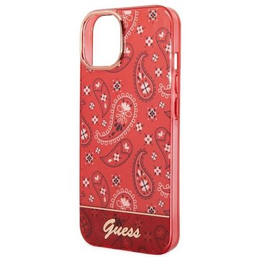 Guess Handyhülle GUESS Schutzhülle für Apple iPhone 14 Plus Cover Etui Hardcase Bandana Paisley Rot