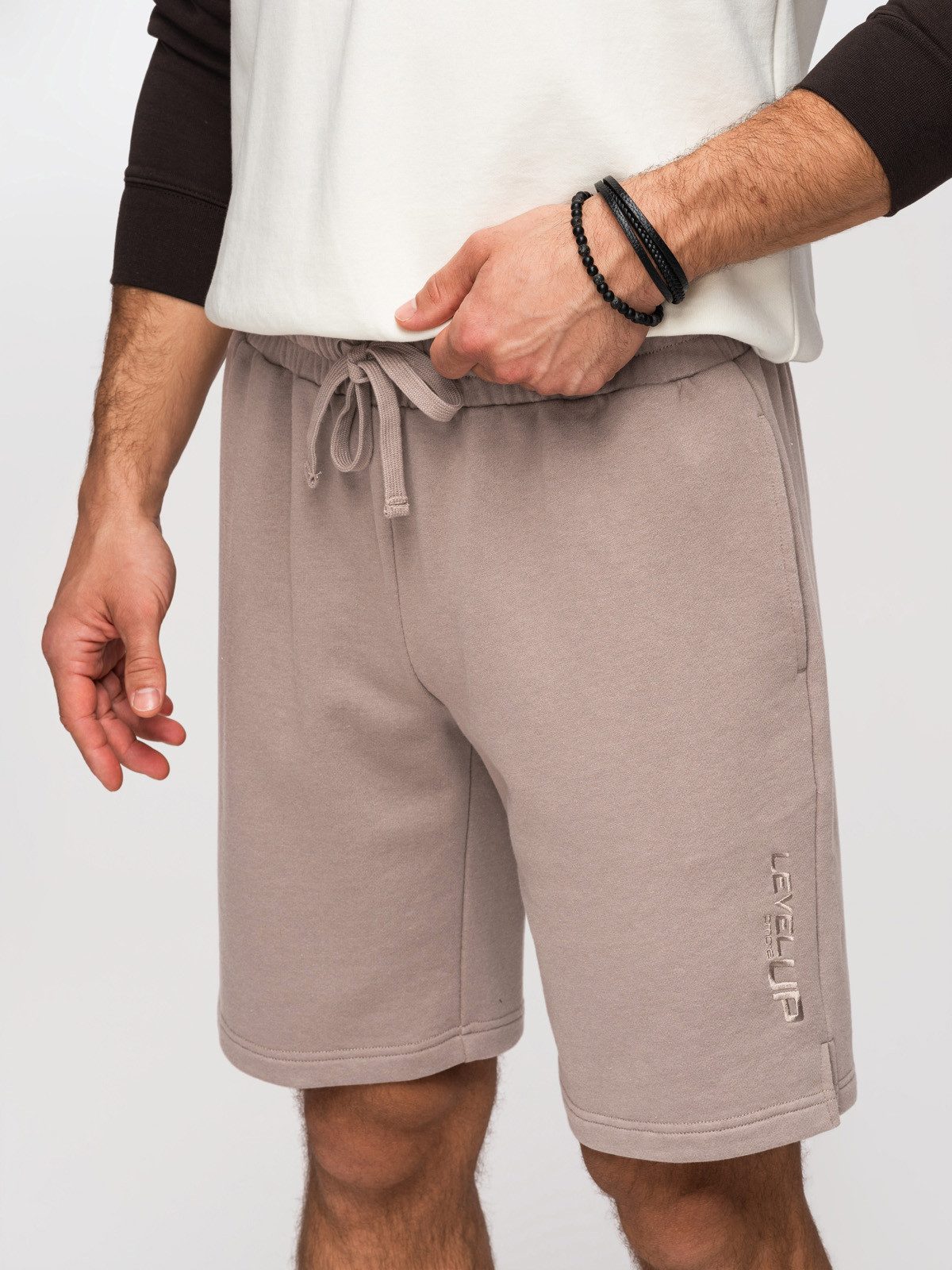 OMBRE Sweatshorts Herren Sweatshorts Regular Fit Casual Uni Dark beige XXL (kein Set, 1-tlg) Seitliche Schlitze