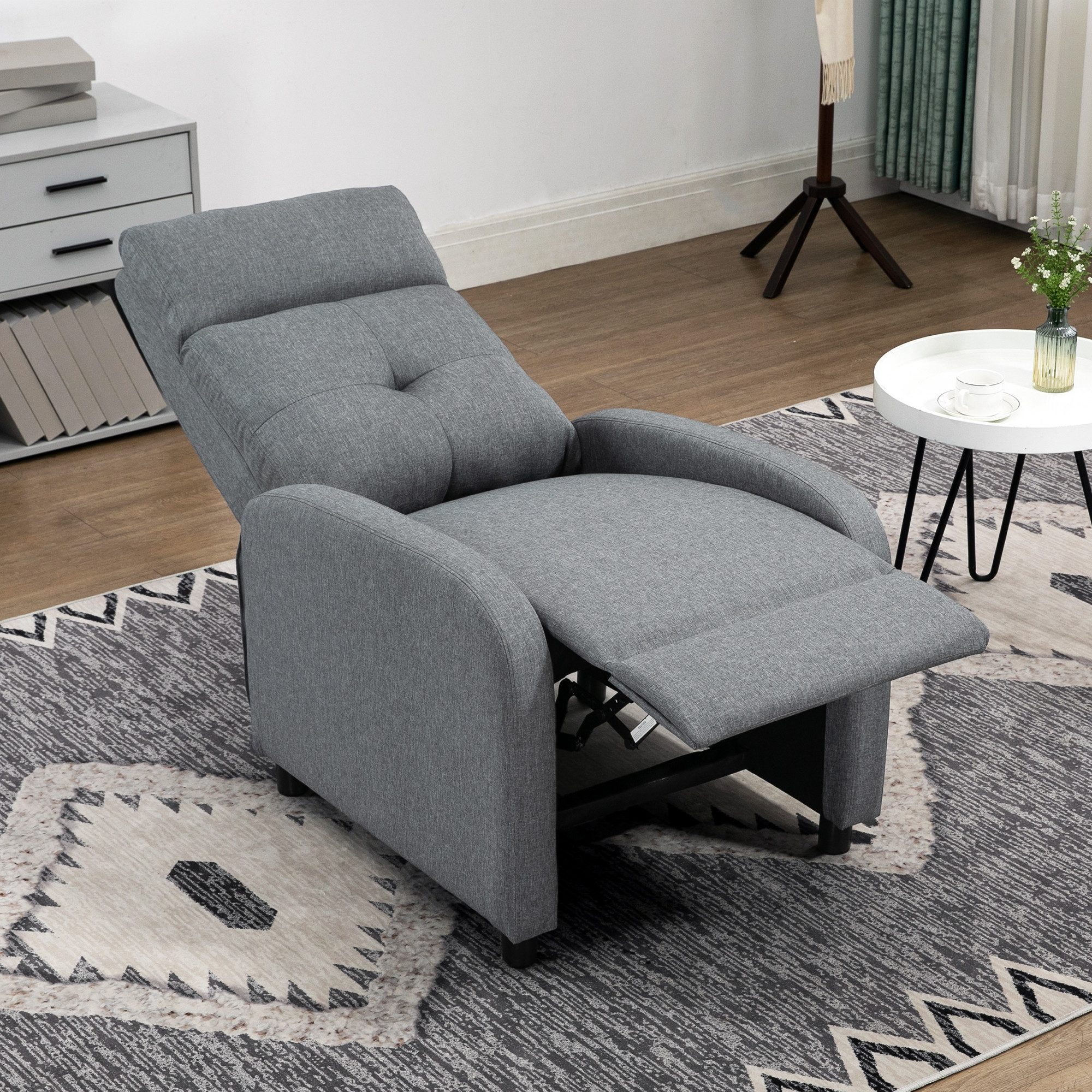 HOMCOM Relaxsessel Liegesessel mit Leinenoptik und Taschenfederkern, Ruhesessel (TV-Sessel mit Taschenfederkern, 1-St., Ruhesessel), für Wohnzimmer, Schlafzimmer, Grau