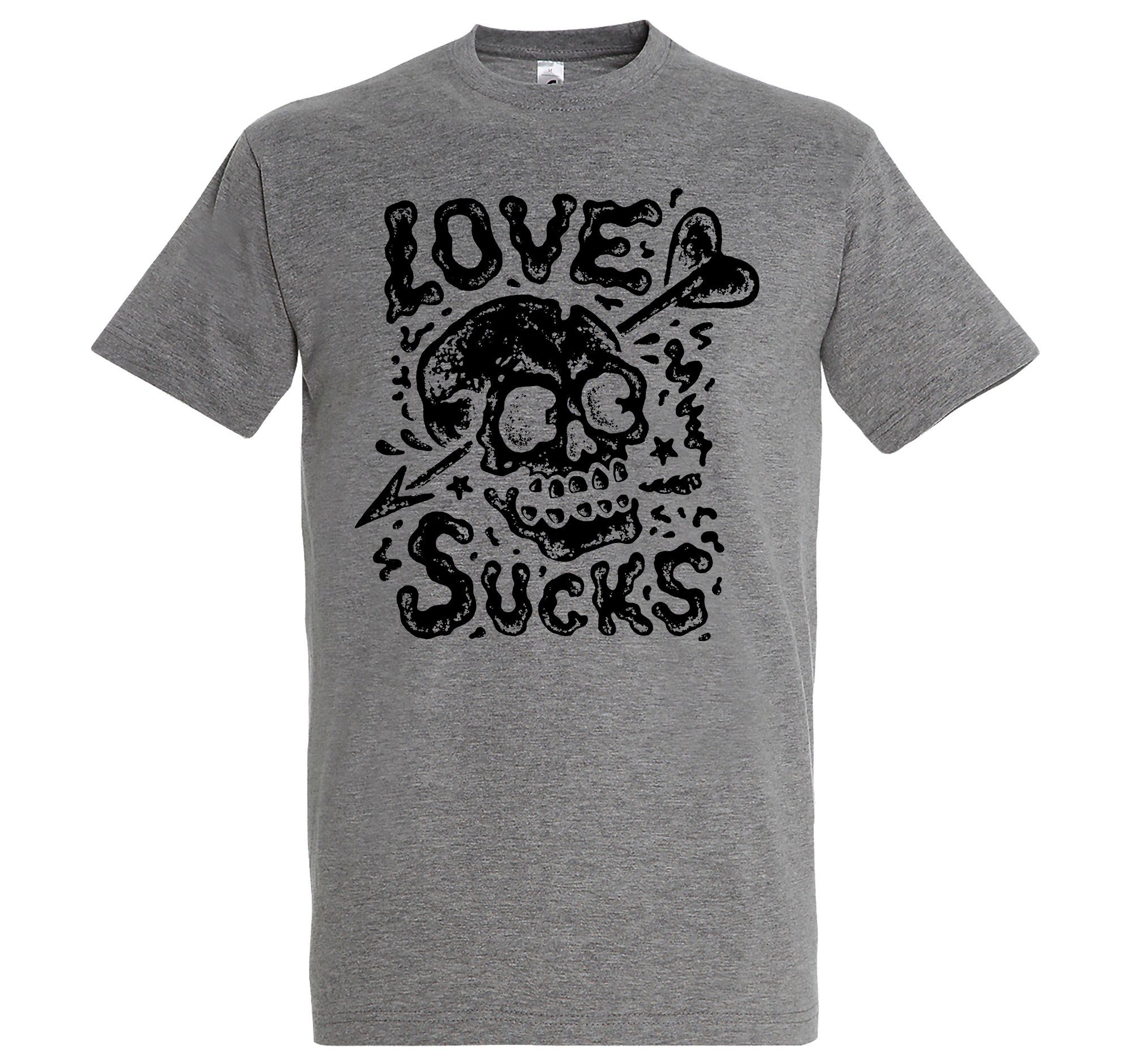 T-Shirt "Love mit trendigem Youth Designz Grau Shirt Herren Sucks" Frontprint