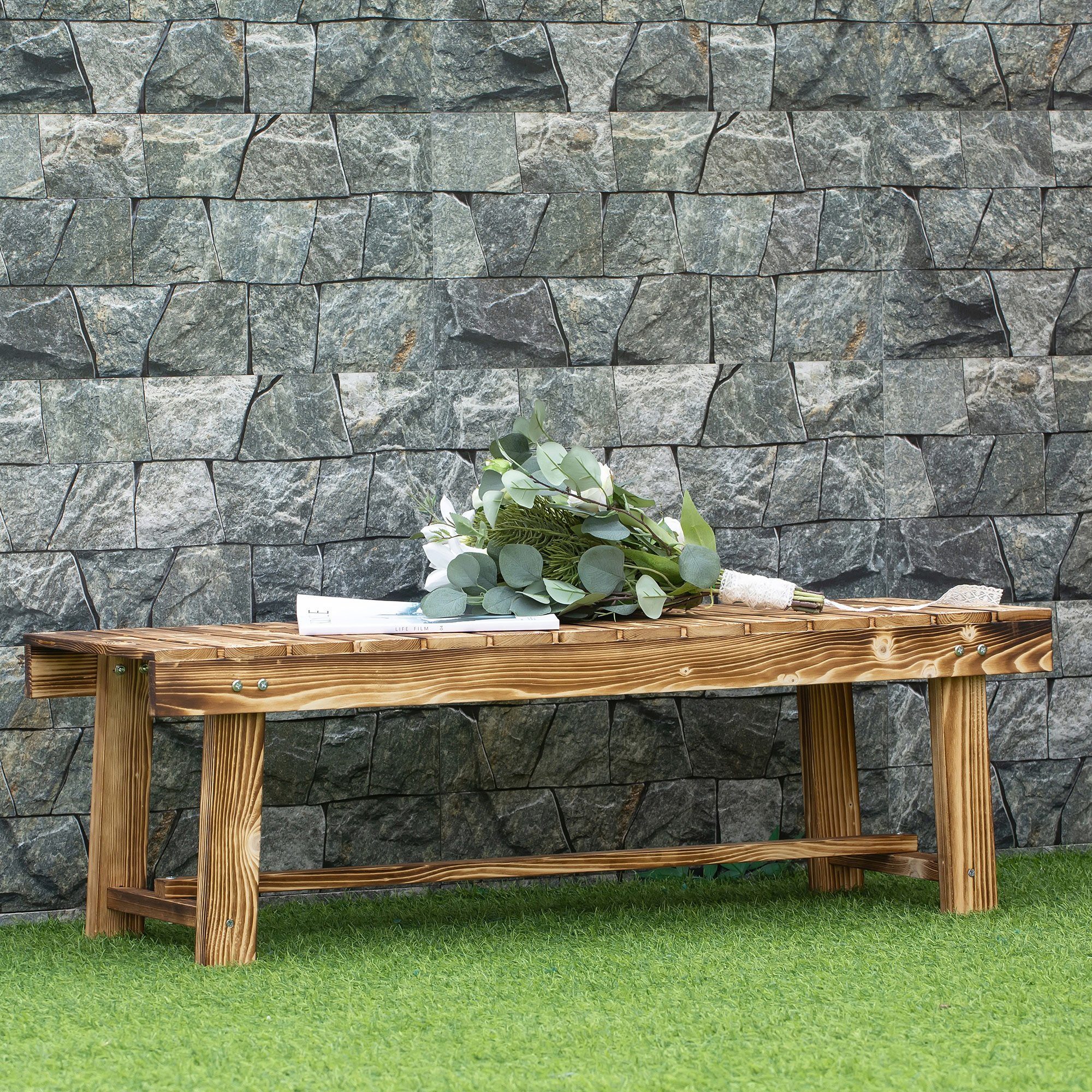 Outsunny Bank Sitzbank, Gartenmöbel, Rustikale Bank, günstig online kaufen
