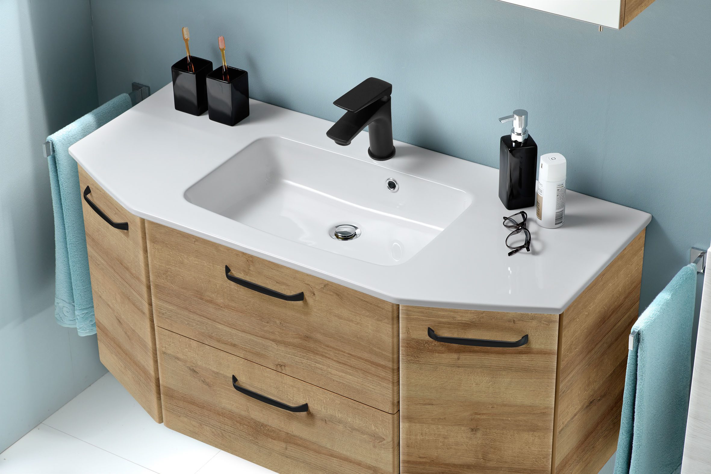 Saphir Waschtisch Quicket 318, mit Mineralmarmorbecken, 112cm breit (2-St)
