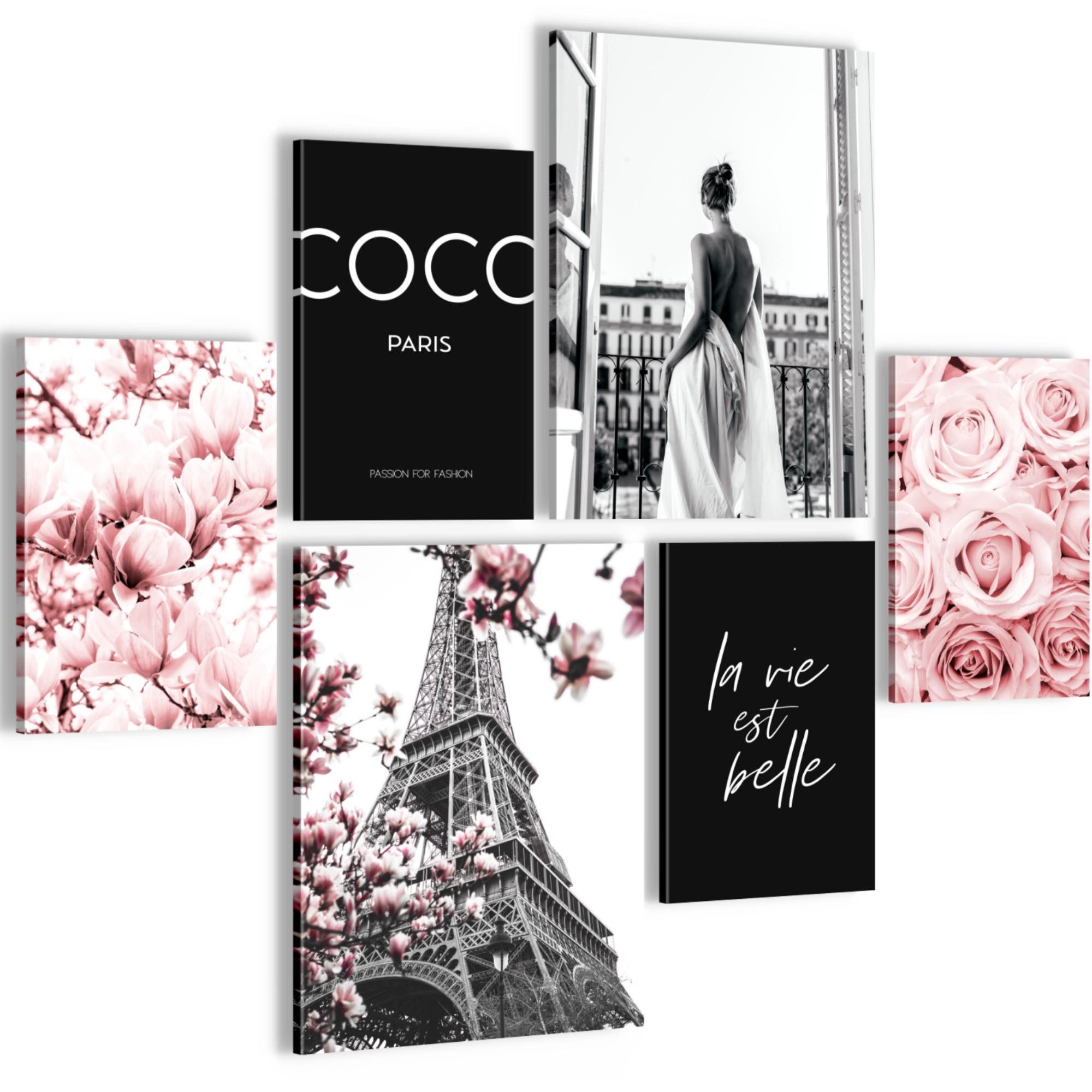 Novart Wandbild Fashion Paris Coco Rosa AUFHÄNGFERTIG Deko Mädchen Teenager N0083, 102L x 84B cm