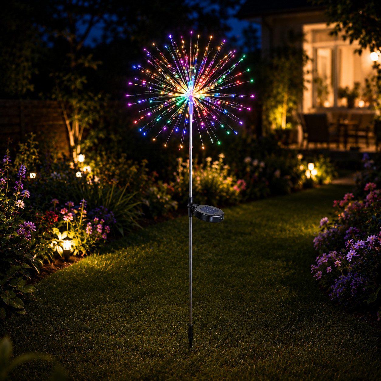 pedete LED Solarleuchte LED Solarleuchte Solarlampen Garten 120 LED Feuerwerk Solarleuchten, gartendeko, solarlampen für außen, Warmweiß, Tageslichtweiß, Leuchtmittel, Wetterfest Pusteblume Solarlampen 8 Modi mit Erdspieß