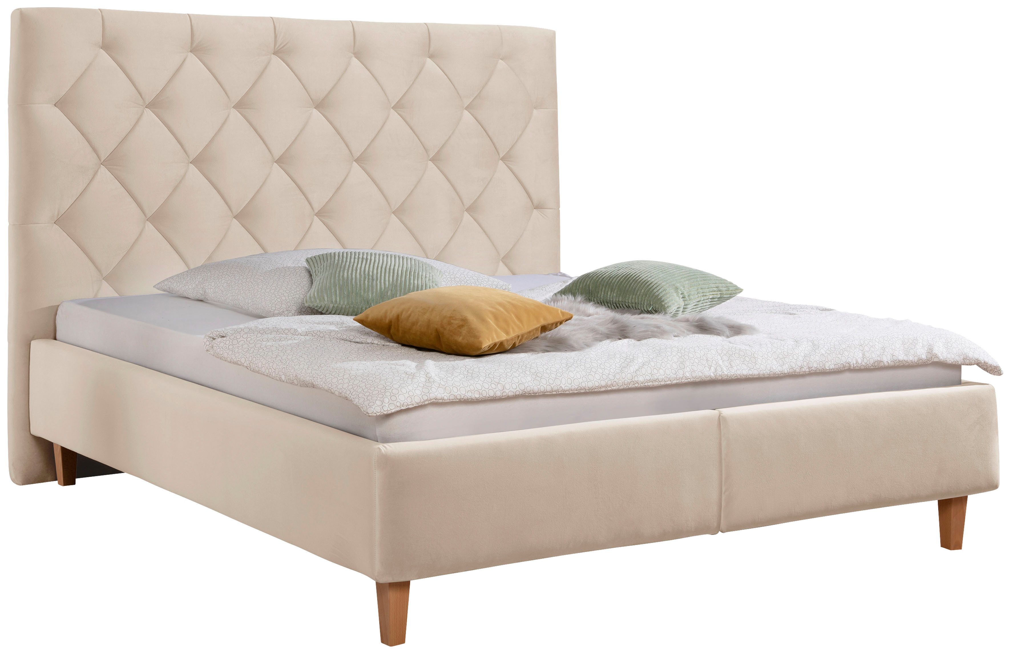 Home affaire Polsterbett Sunley 140, Kreuzsteppung, Kopfteilhöhe 142 cm, ohne oder mit Matratze/Lattenrost – Bild 2 von 5
