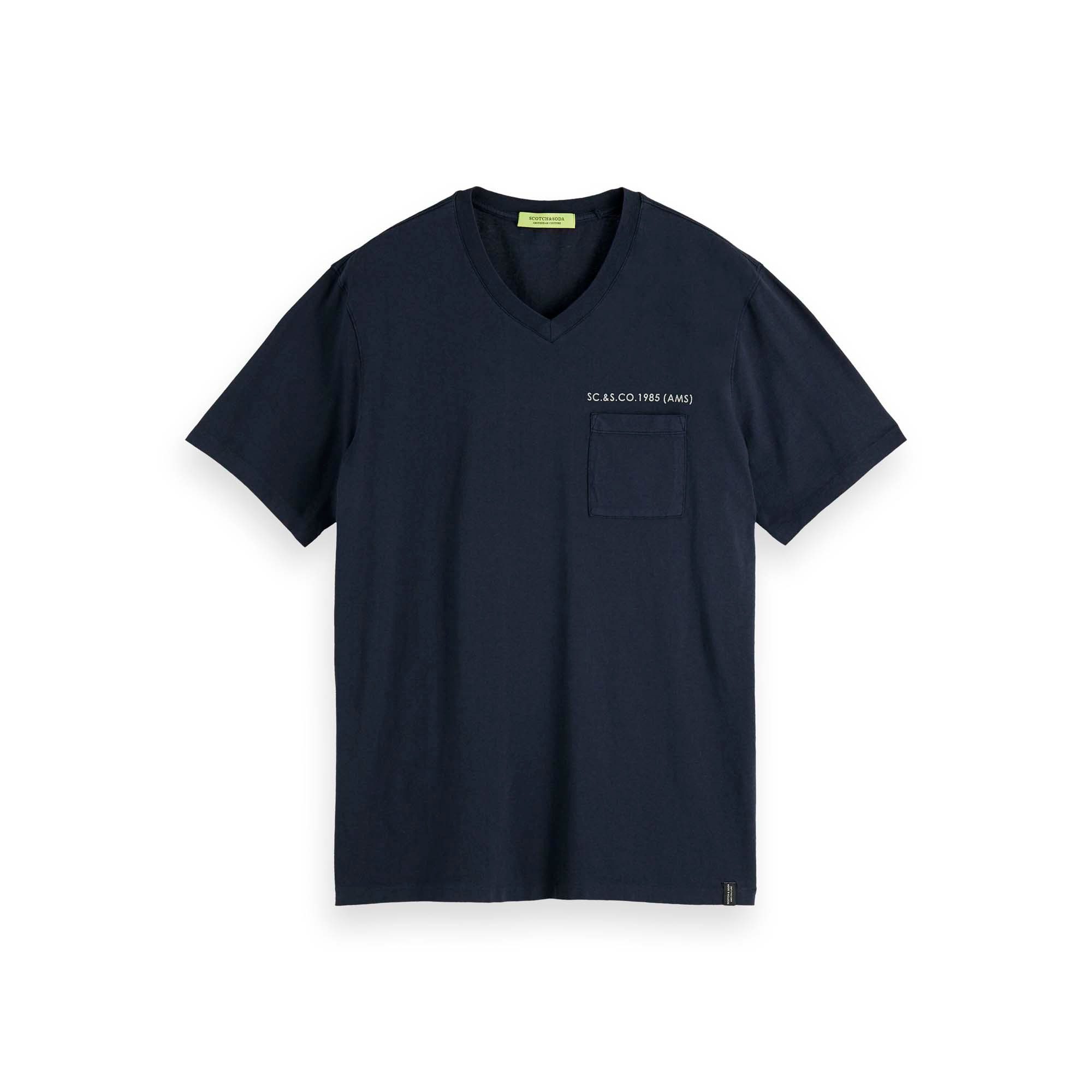 T-Shirt Scotch & Soda Herren T-Shirt Washed V-Neck 155412