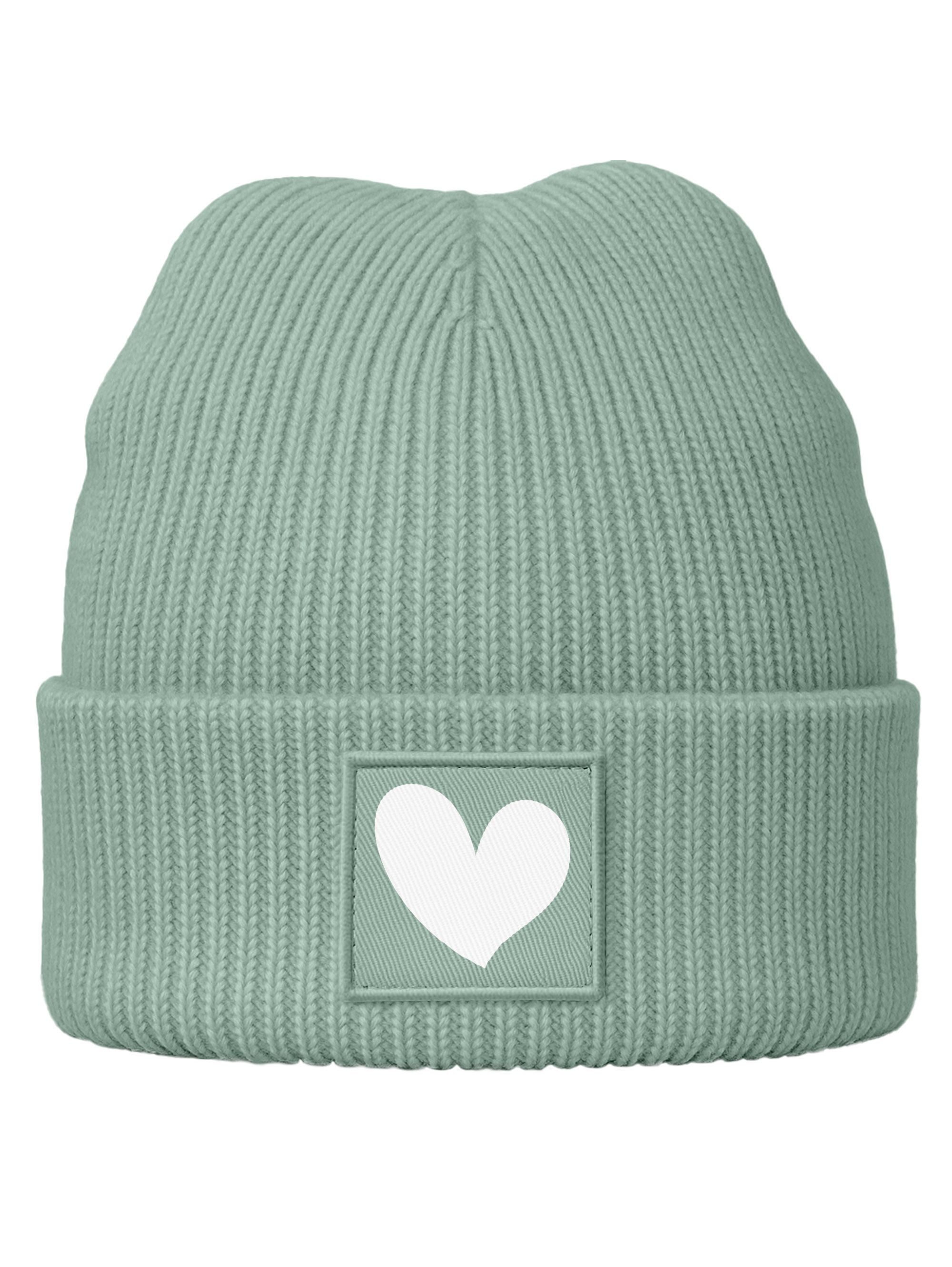 SpecialMe Beanie Kinder Beanie Mädchen Print Strickmütze Herz Aufdruck Geschenkidee