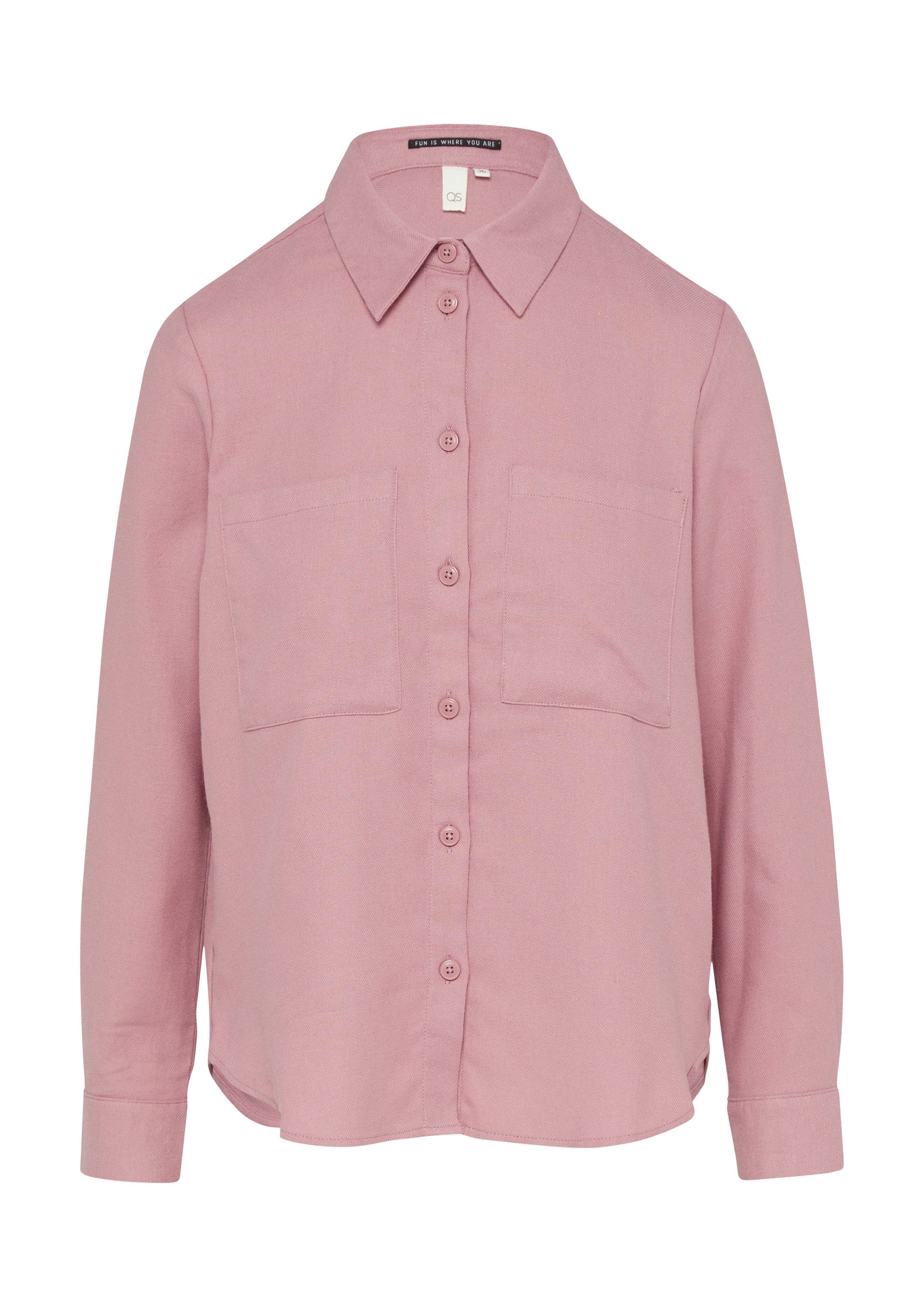 QS Langarmbluse Bluse Hemdbluse aus Flanell mit aufgesetzten Taschen günstig online kaufen